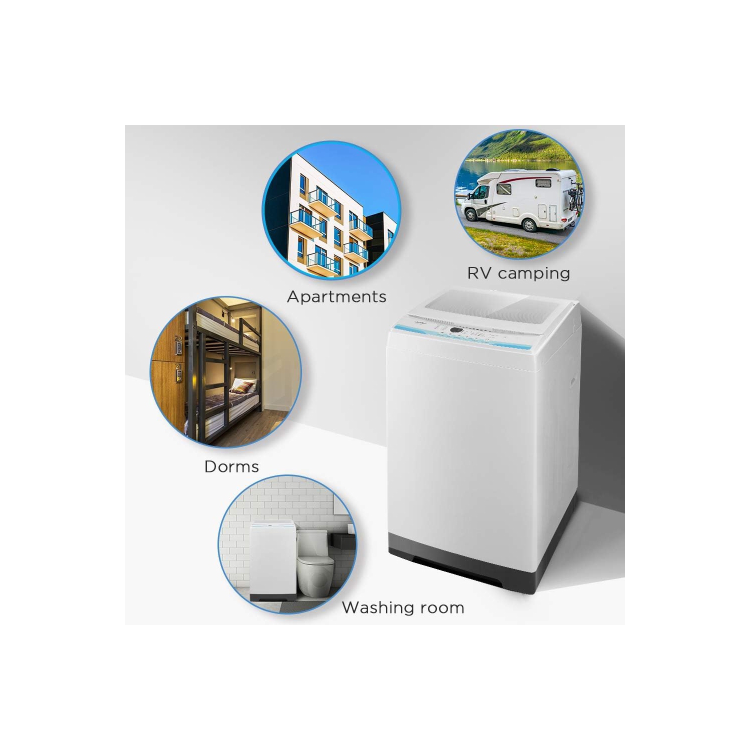 COMFEE' 2.3 Cu.Ft Portable Washing Machine, Compact Top Load Washer with 6 Program—Speed Wash, Temperature Selection, Steel Drum, Space Saving,