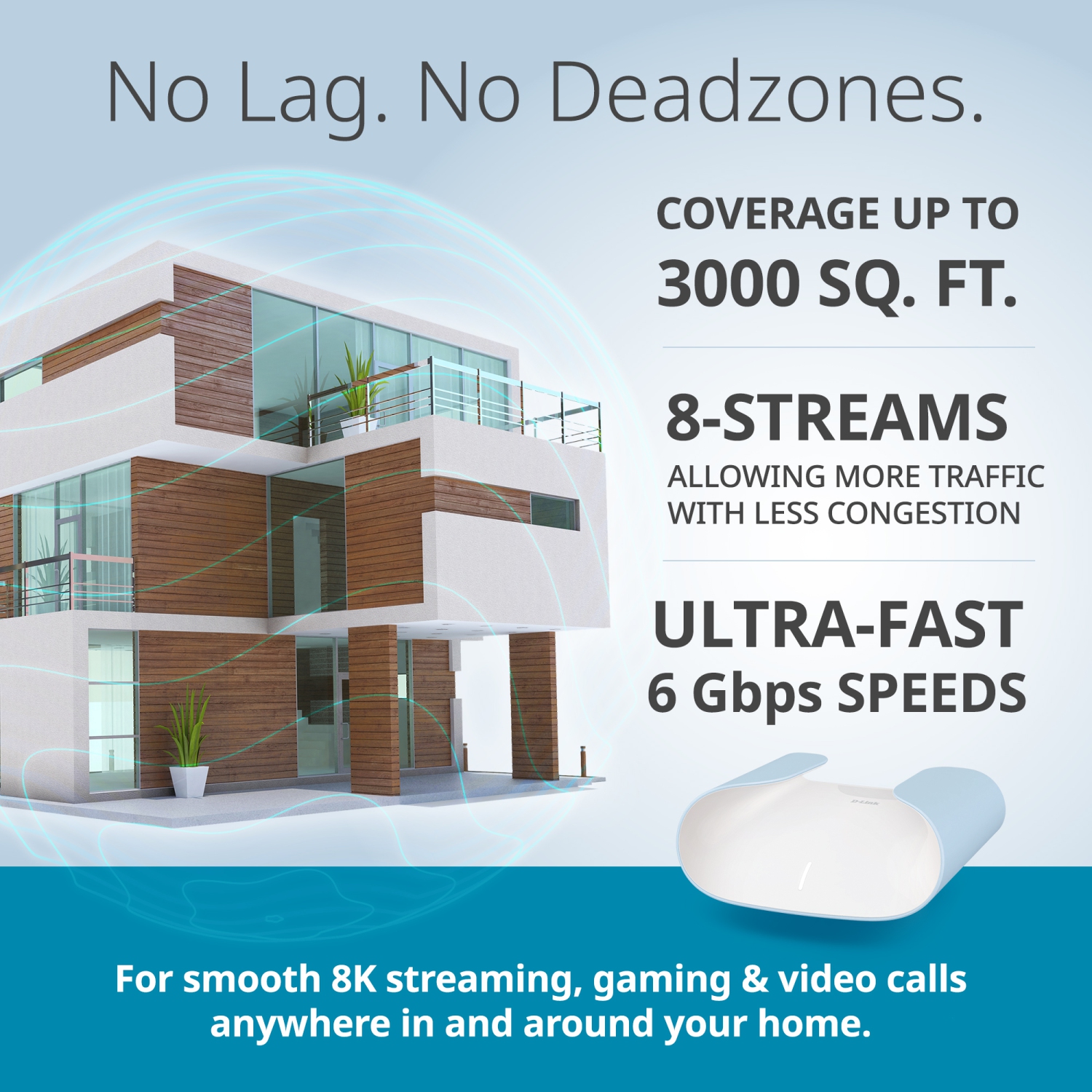 D-Link M60 AX6000 WiFi 6 Mesh Router—Sculpted Décor Ready Design—2.5 Gbps WAN + 4× Gbps LAN— Gaming / Streaming / Internet—Long Range Wireless Self