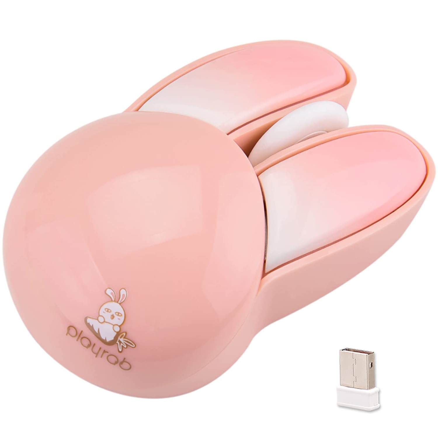 Cute Bunny Wireless Mouse, Lightweight Soundless Mouse, 2.4G Wireless Mice, Candy Colors, Kawaii Rabbit Mouse for Girls and Kids