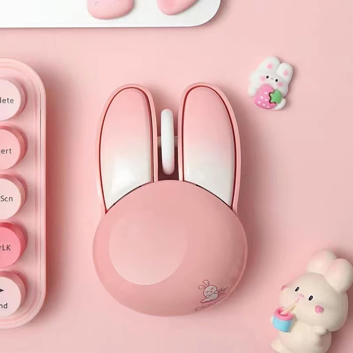 Cute Bunny Wireless Mouse, Lightweight Soundless Mouse, 2.4G Wireless Mice, Candy Colors, Kawaii Rabbit Mouse for Girls and Kids