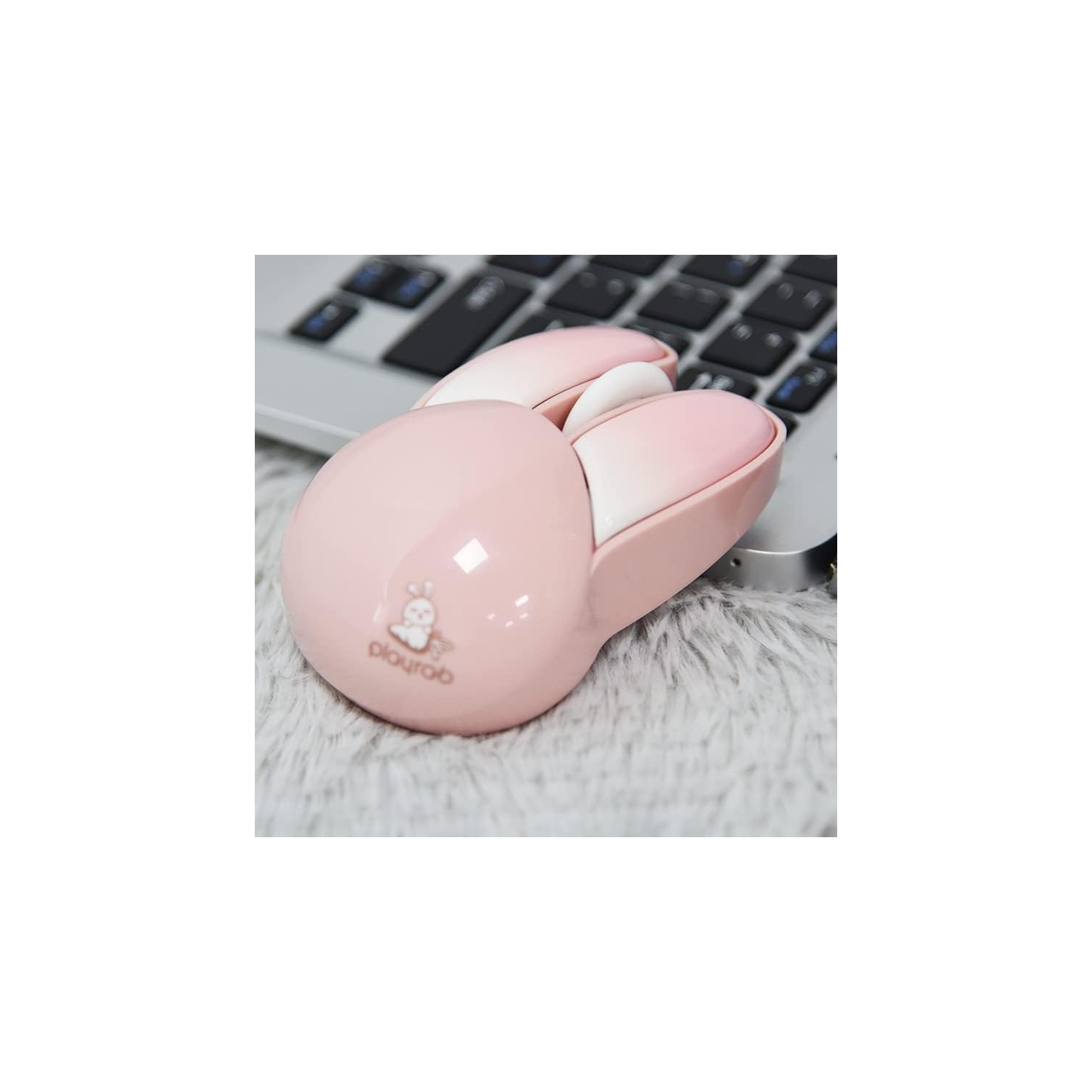 Cute Bunny Wireless Mouse, Lightweight Soundless Mouse, 2.4G Wireless Mice, Candy Colors, Kawaii Rabbit Mouse for Girls and Kids