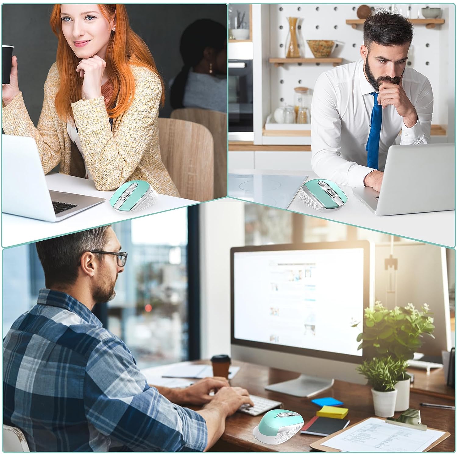 Wireless Computer Mouse, 2.4G Silent Cordless Mouse for Laptop, Mouse with 6 Buttons and 3 Adjustable DPI for Laptop, Deskbtop, MacBook, PC