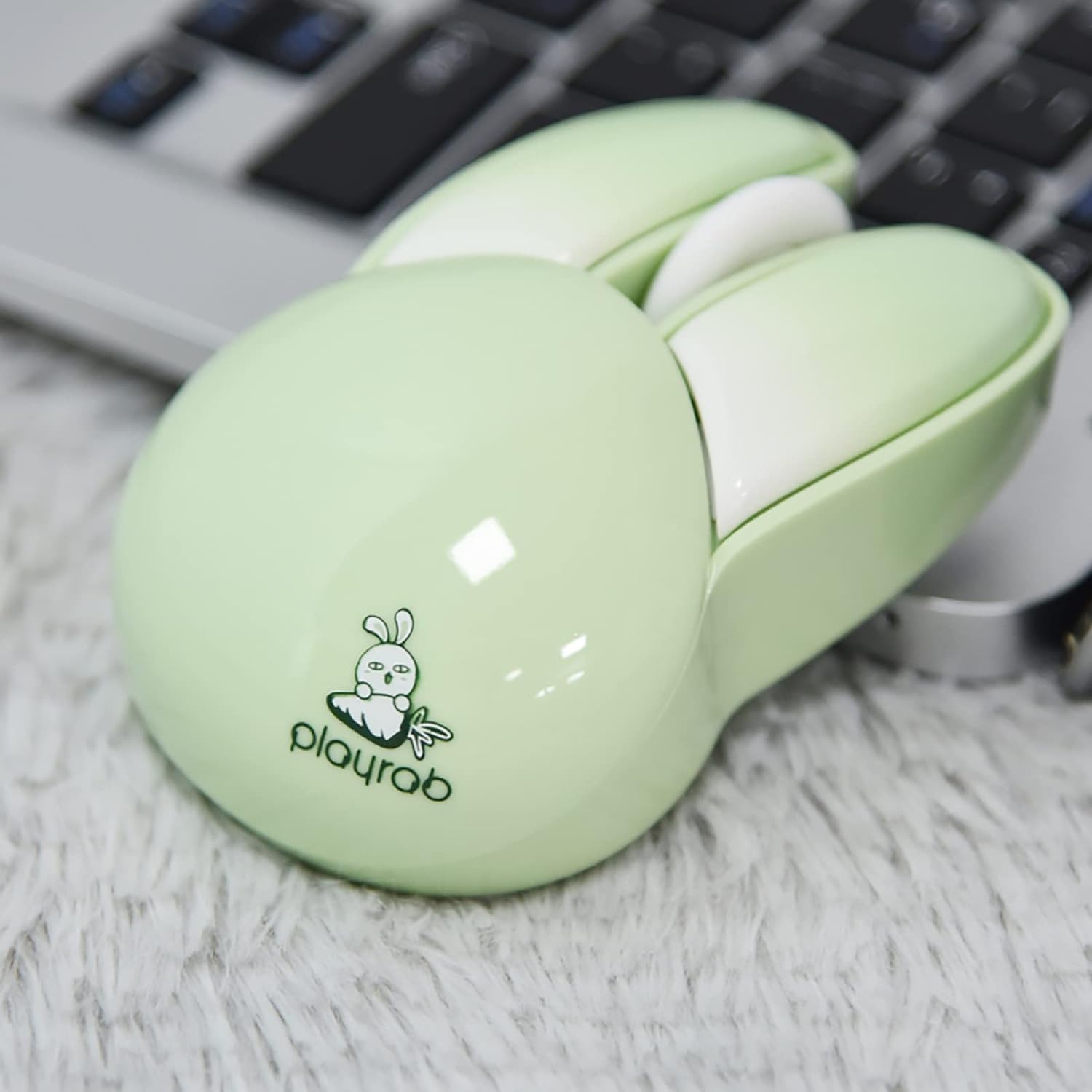 Cute Bunny Wireless Mouse, Lightweight Soundless Mouse, 2.4G Wireless Mice, Candy Colors, Kawaii Rabbit Mouse for Girls and Kids