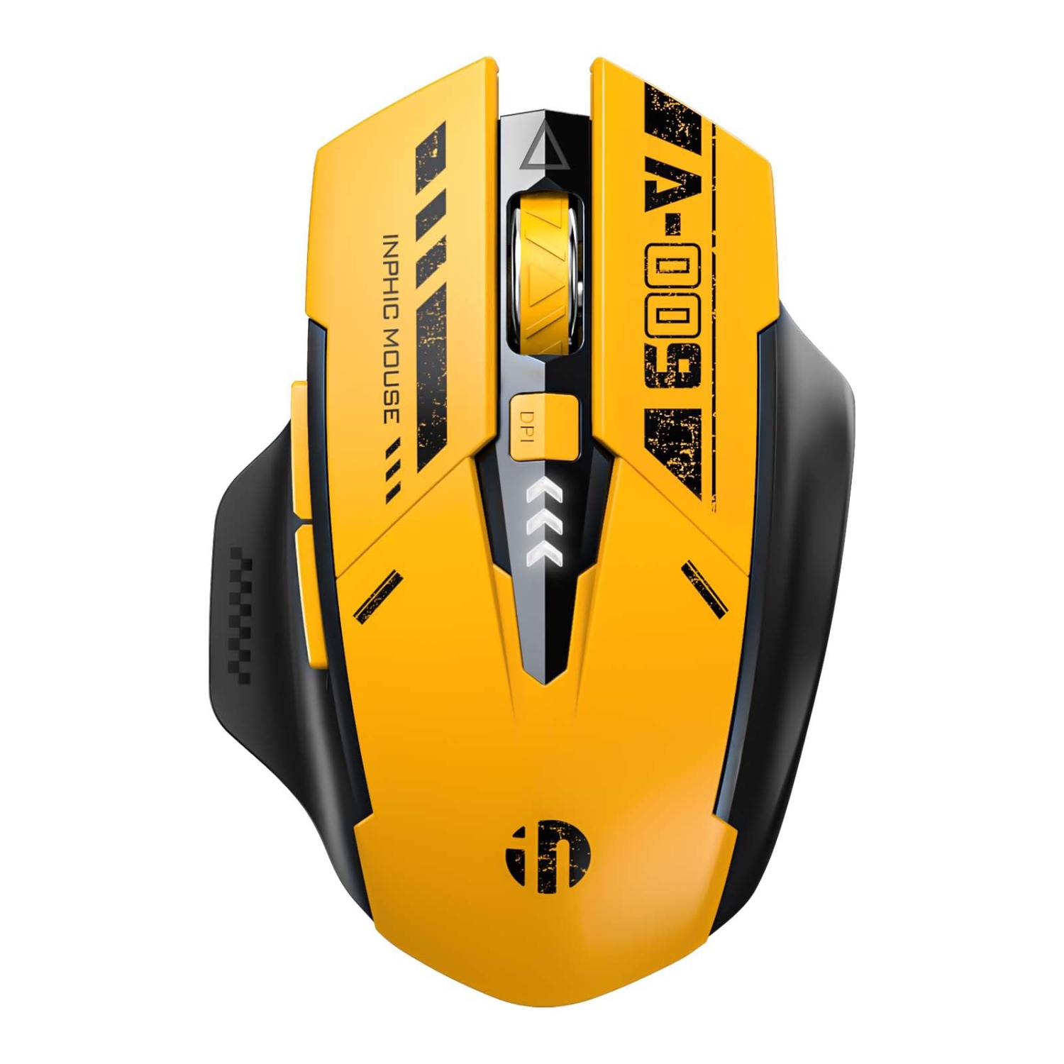 Bluetooth Mouse Wireless Rechargeable Mecha Yellow Style Mouse for Multi-Device, Battery Visible Computer Mouse