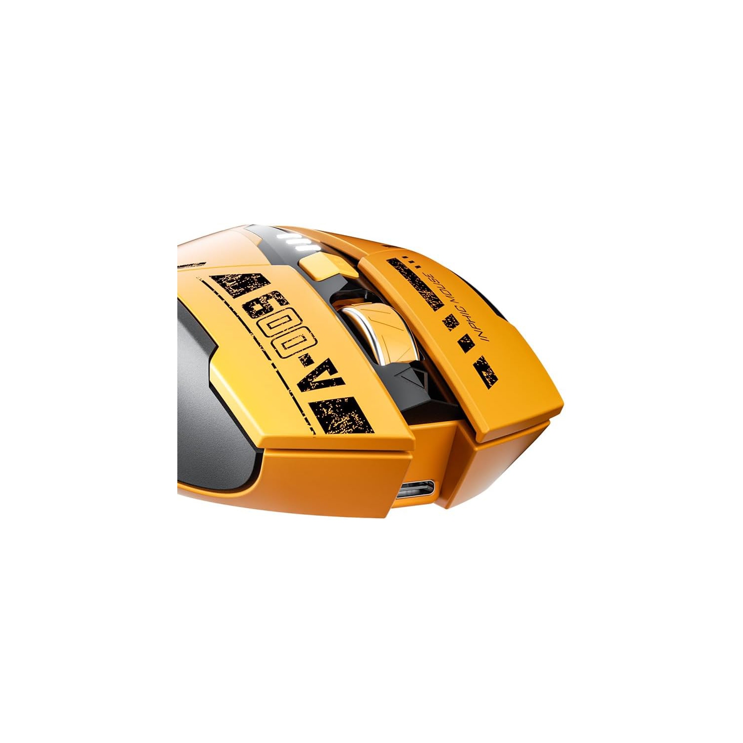 Bluetooth Mouse Wireless Rechargeable Mecha Yellow Style Mouse for Multi-Device, Battery Visible Computer Mouse