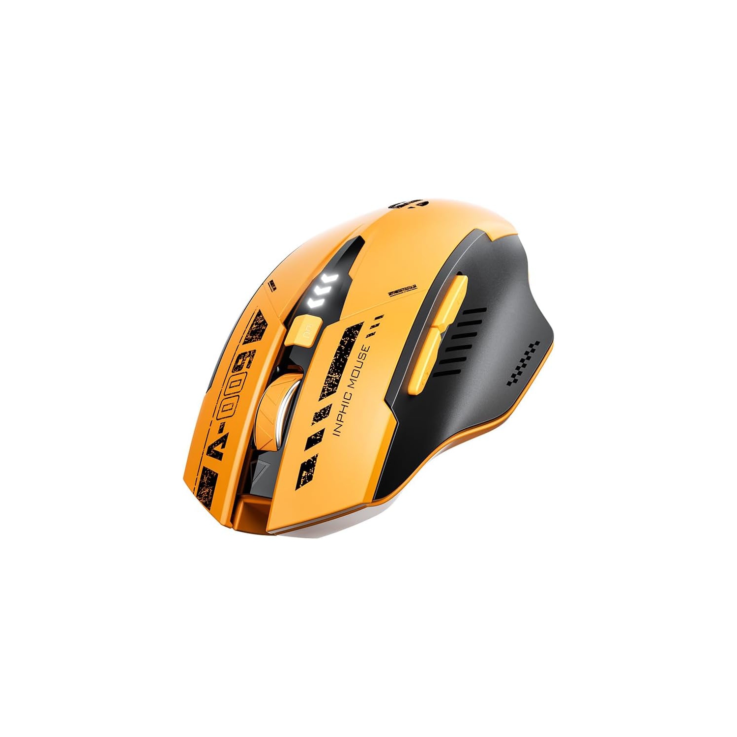 Bluetooth Mouse Wireless Rechargeable Mecha Yellow Style Mouse for Multi-Device, Battery Visible Computer Mouse