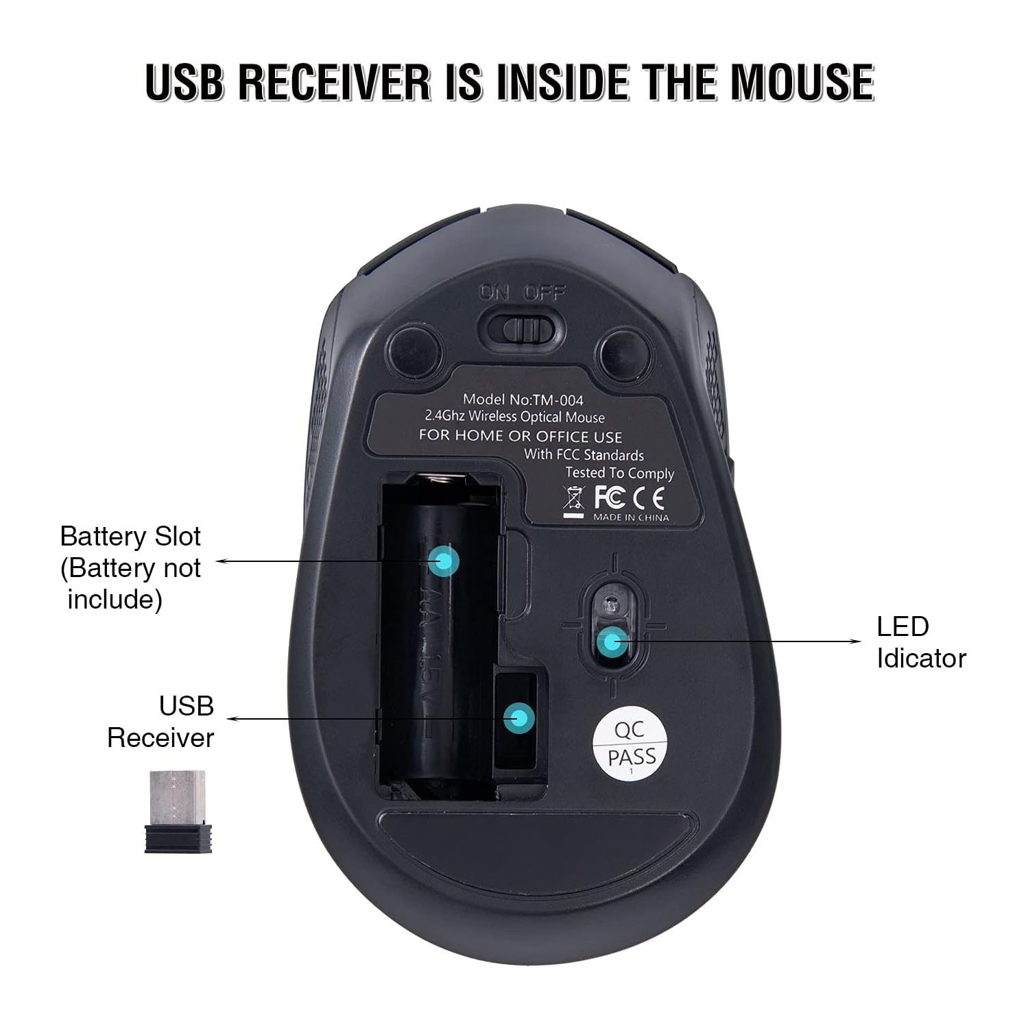 Wireless Computer Mouse, 2.4G Silent Cordless Mouse for Laptop, Mouse with 6 Buttons and 3 Adjustable DPI for Laptop, Deskbtop, MacBook, PC