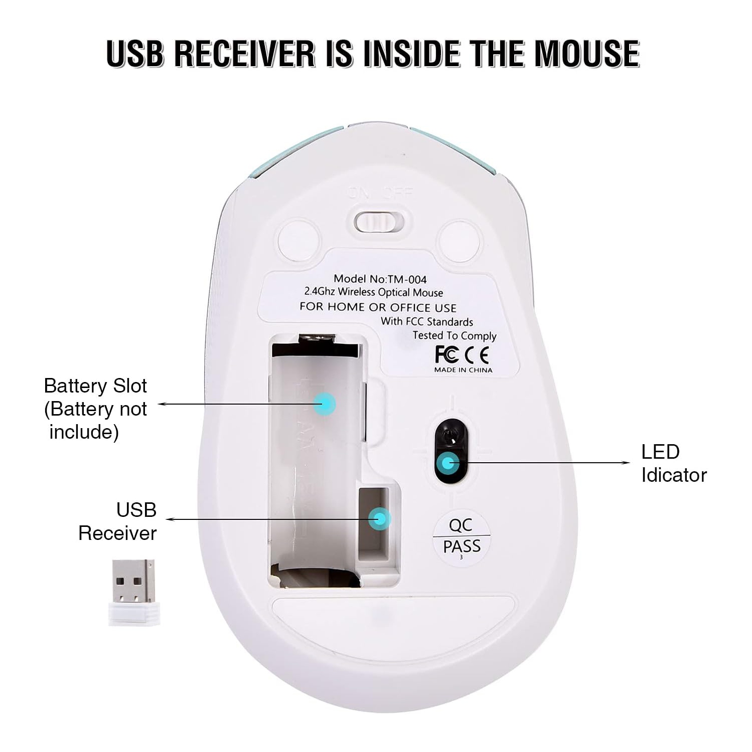 Souris sans fil pour ordinateur, souris sans fil silencieuse 2,4G pour portable, souris à 6 boutons et 3 ppp réglables pour portable, ordinateur de