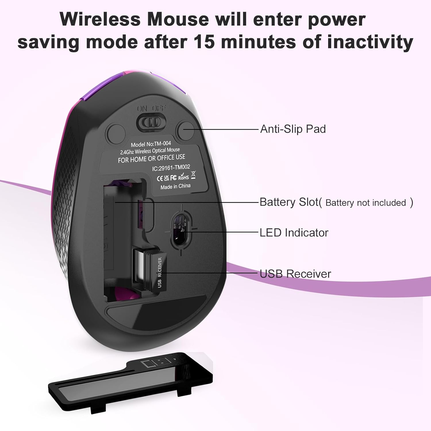 Wireless Computer Mouse, 2.4G Silent Cordless Mouse for Laptop, Mouse with 6 Buttons and 3 Adjustable DPI for Laptop, Deskbtop, MacBook, PC