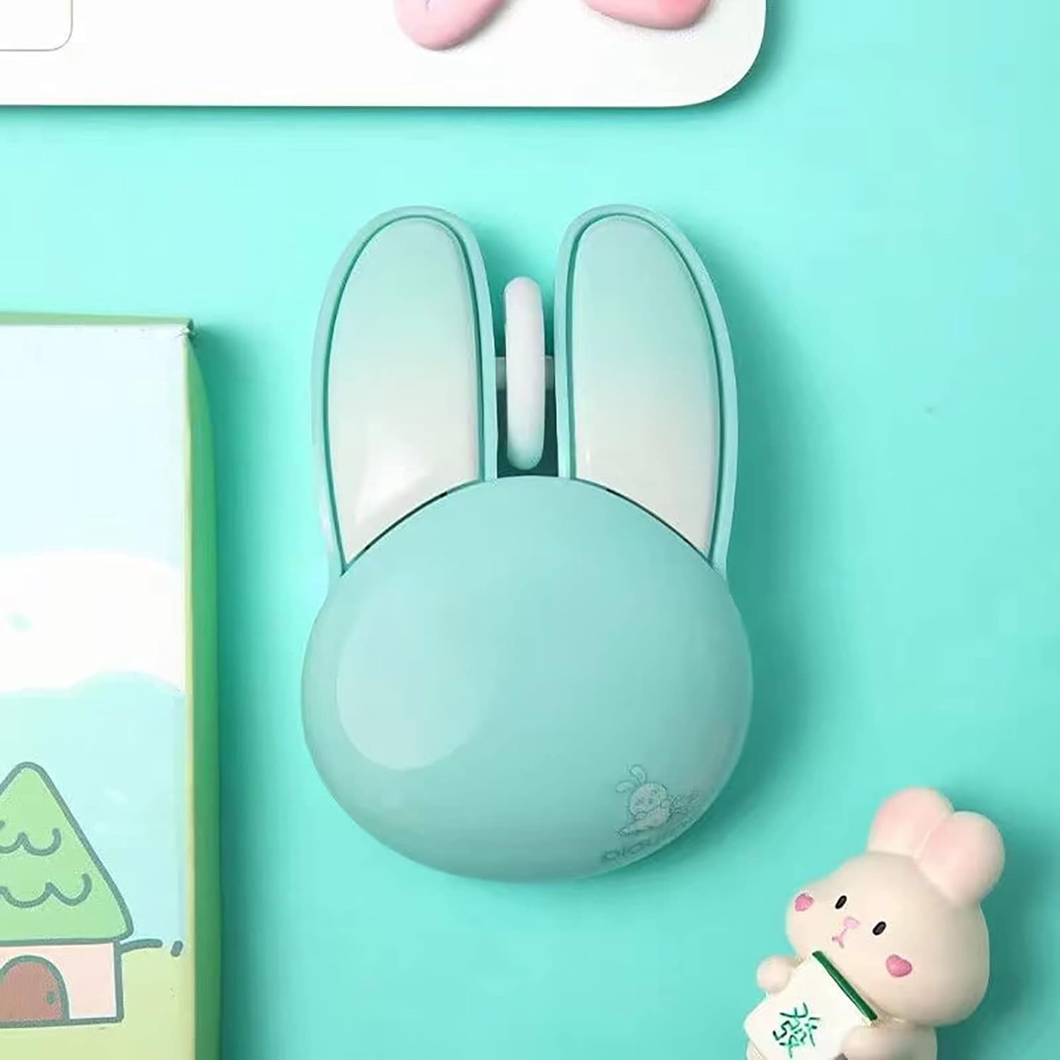 Cute Bunny Wireless Mouse, Lightweight Soundless Mouse, 2.4G Wireless Mice, Candy Colors, Kawaii Rabbit Mouse for Girls and Kids
