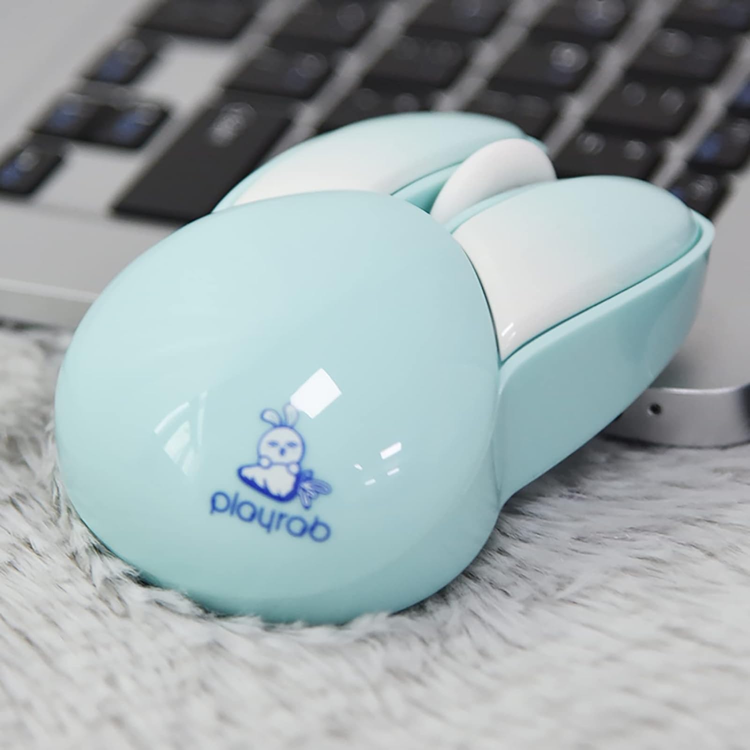 Cute Bunny Wireless Mouse, Lightweight Soundless Mouse, 2.4G Wireless Mice, Candy Colors, Kawaii Rabbit Mouse for Girls and Kids