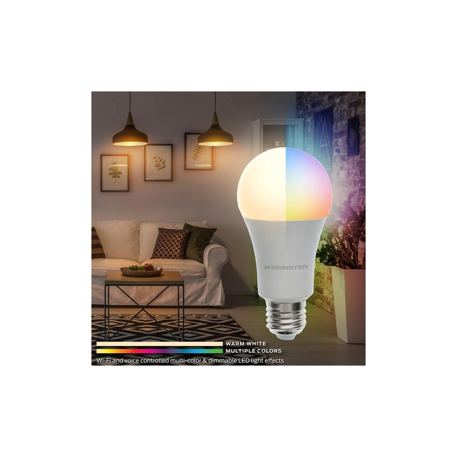 Ampoule A19 de Monster : RVB et blanc chaud