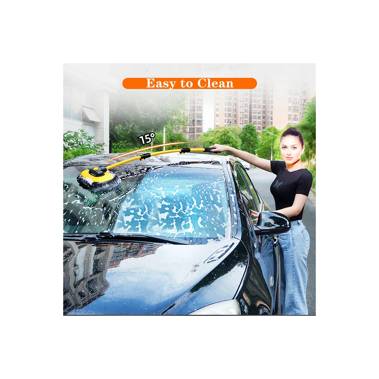 axGear Car Wash Brush Mop with Long Handle Microfiber Cleaning Broom Kit Tool