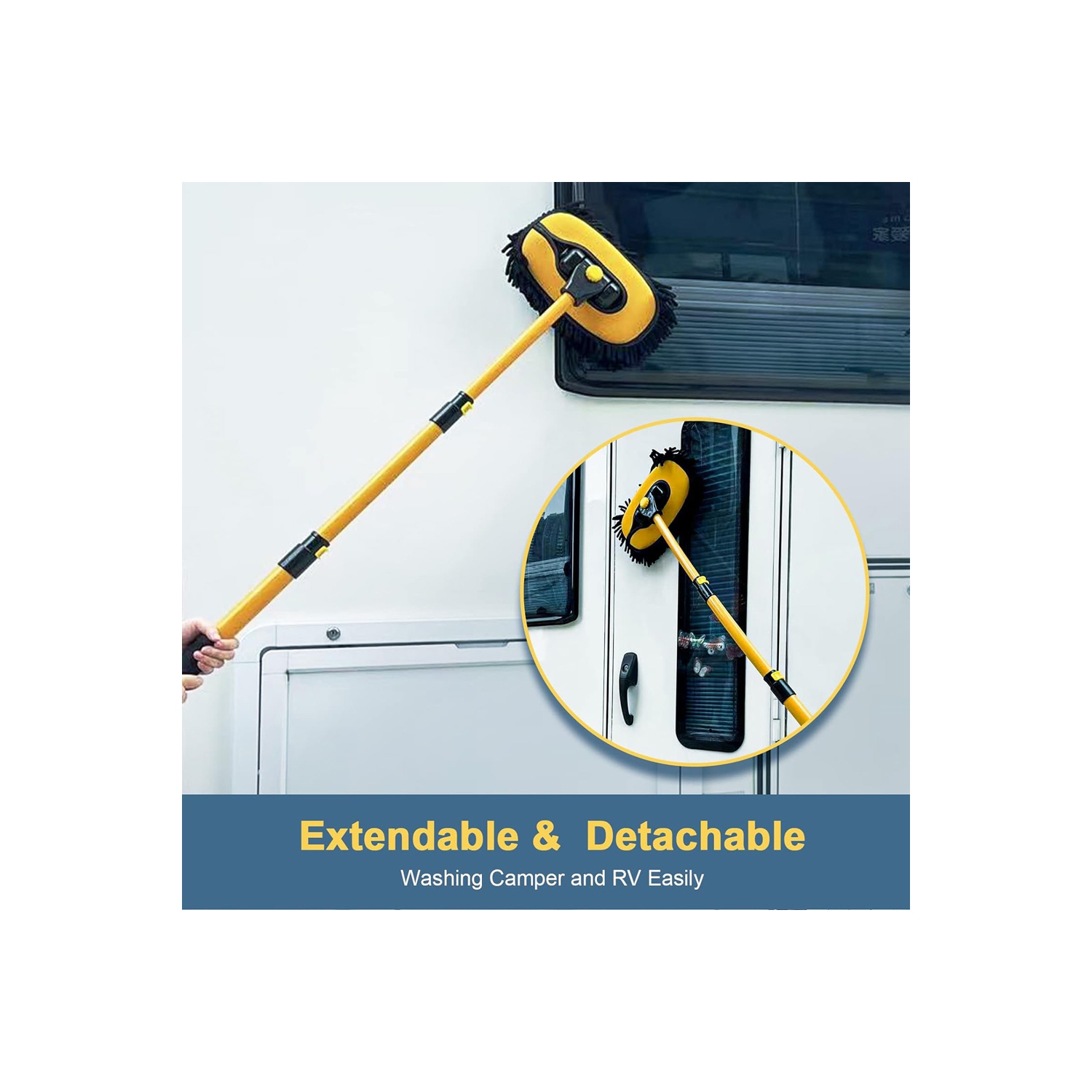 axGear Car Wash Brush Mop with Long Handle Microfiber Cleaning Broom Kit Tool