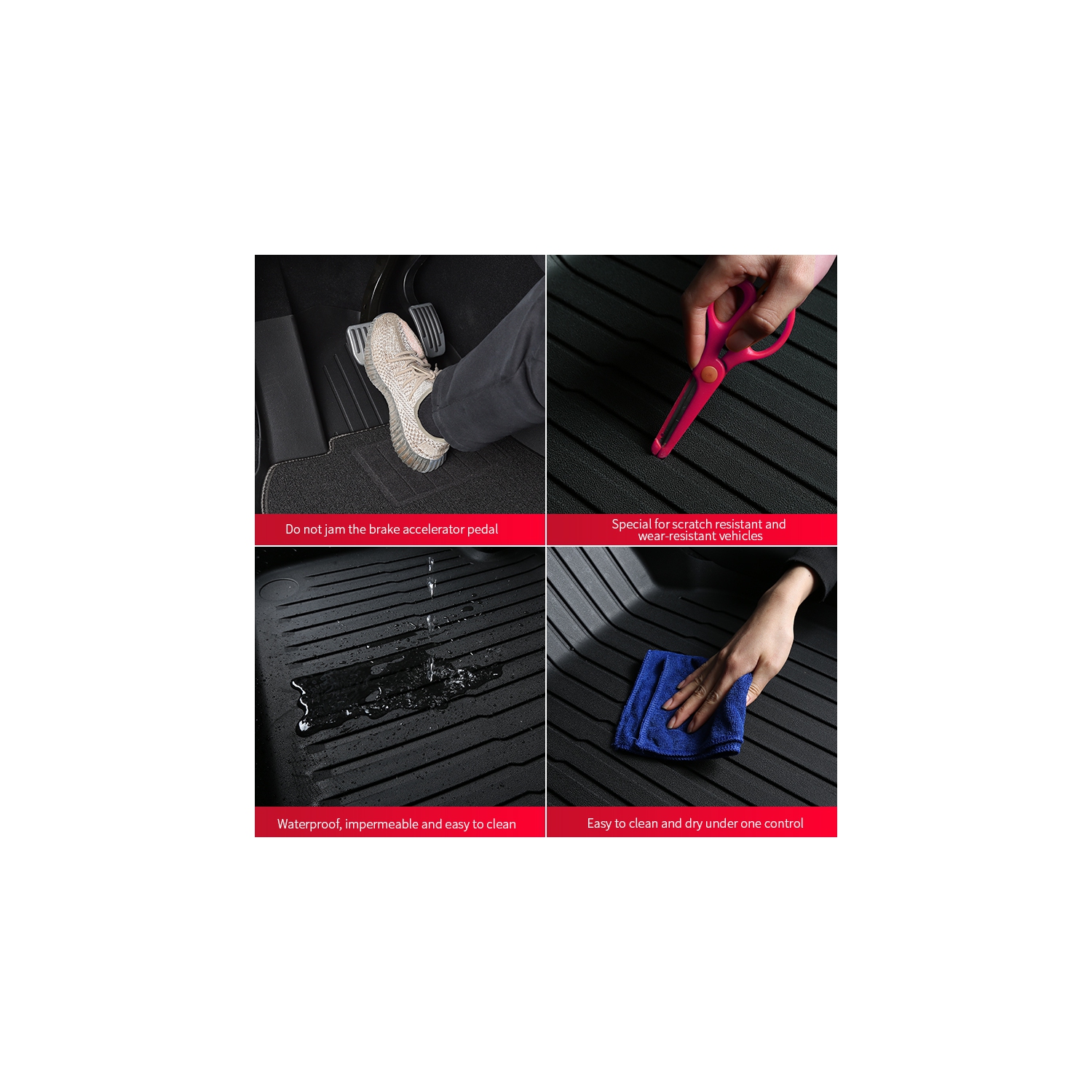 axGear Floor Mat Raised Edge All Weather For Tesla Model Y Full Cover 3 Pieces Dirt Mud