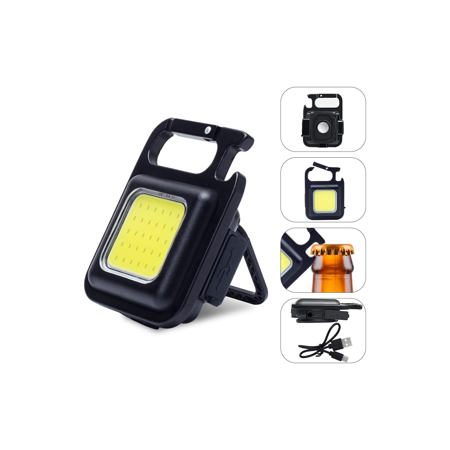 axGear COB LED Flashlight Keychain 500 Lumens Mini Portable Rechargeable Magnet