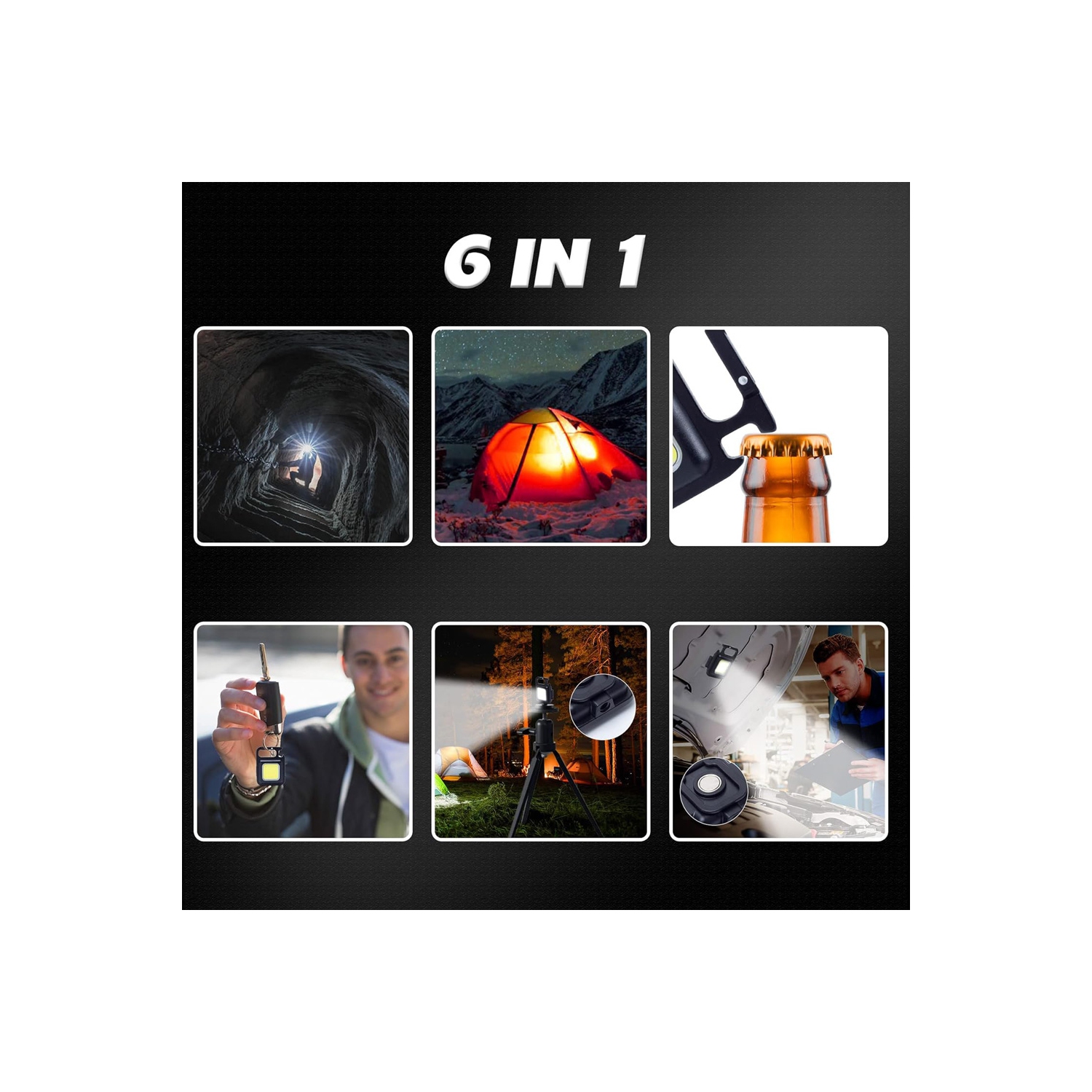 axGear COB LED Flashlight Keychain 500 Lumens Mini Portable Rechargeable Magnet