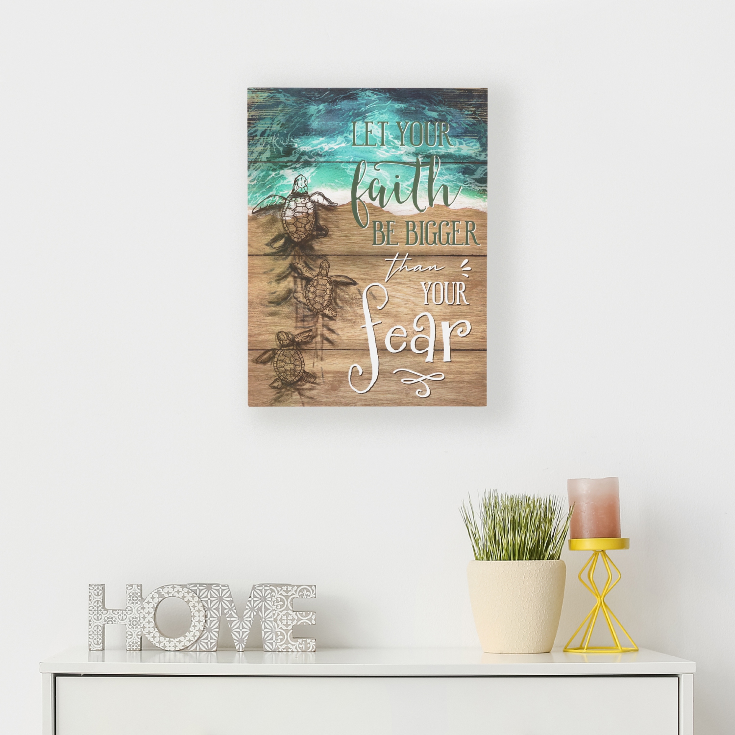 Affiche murale « laissez votre foi être plus grande que votre peur » de 16 po des tortues de mer