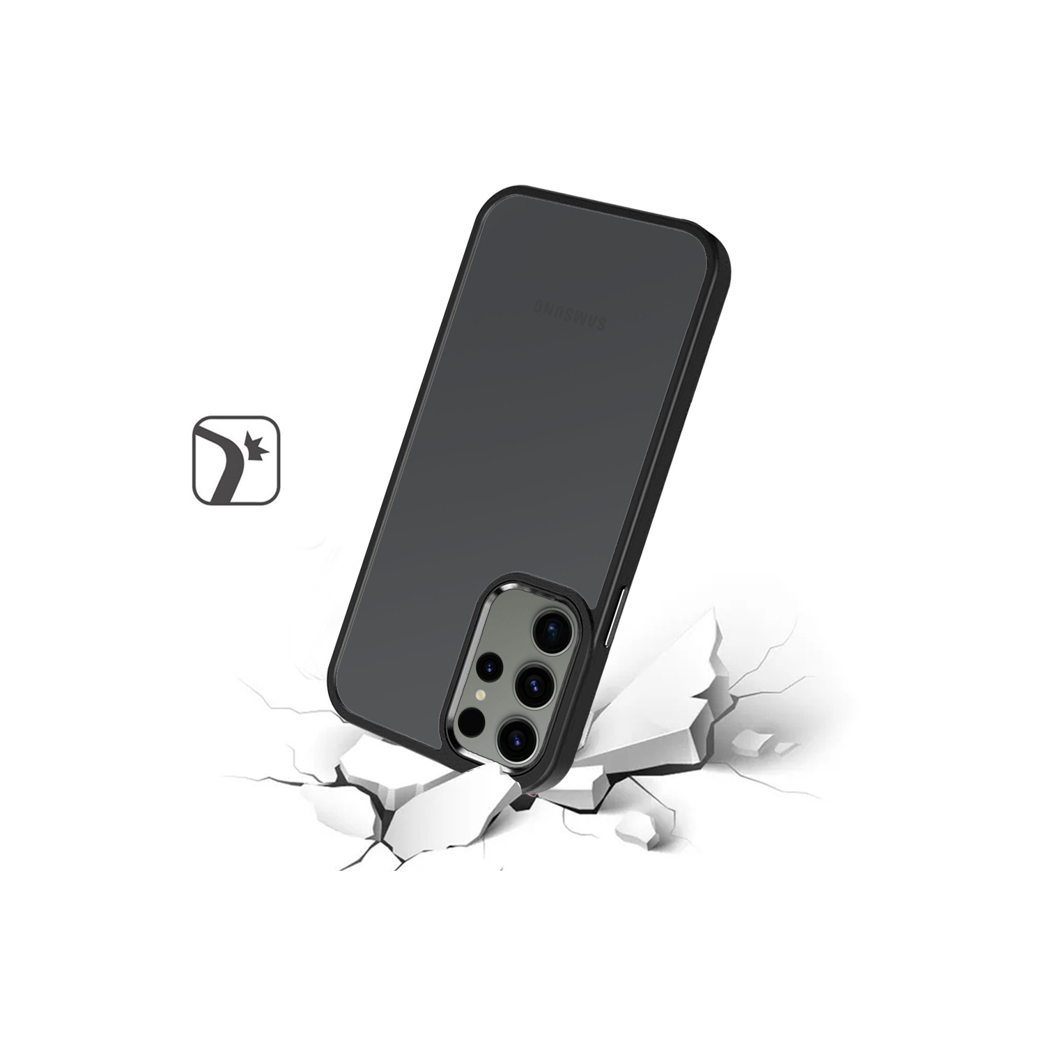 Mobile Magic For Samsung Galaxy s24 Finest Transparent Thick Acrylic Hybrid Metal Buttons Cover Case - Black