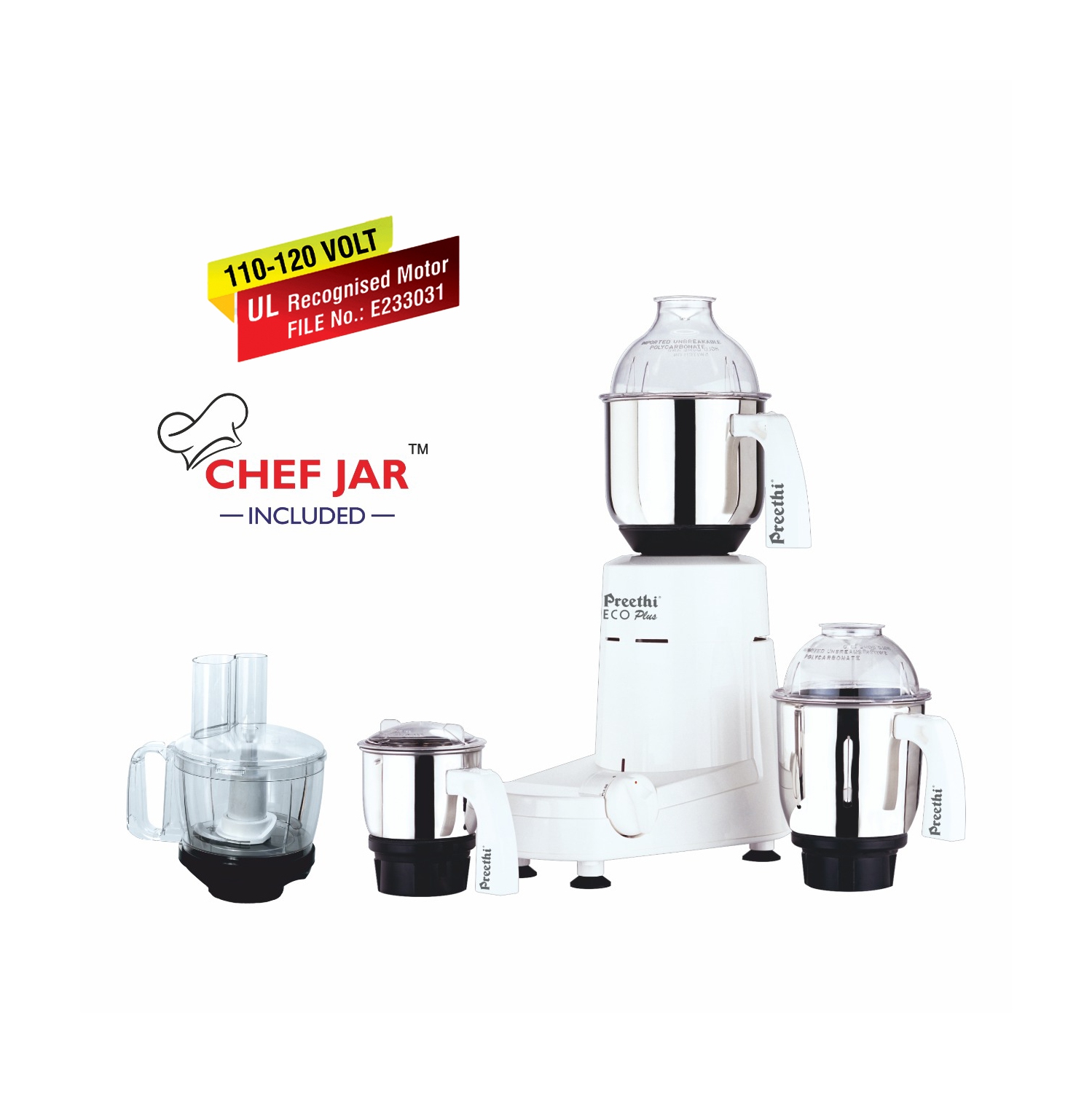 Preethi Super Grind Eco Plus 550W/110V with Chef Jar