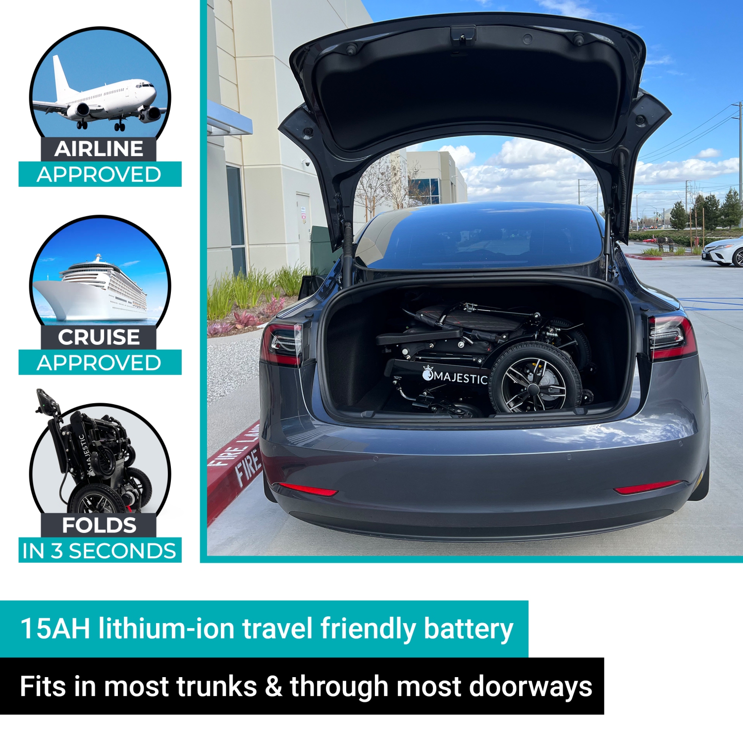 MAJESTIC IQ-9000 Airline Approved Luxury Electric Wheelchair | Auto Recline, LCD Joystick, Foldable, Up to 30 KM Range, Ultra-Light | 17’’ Seat