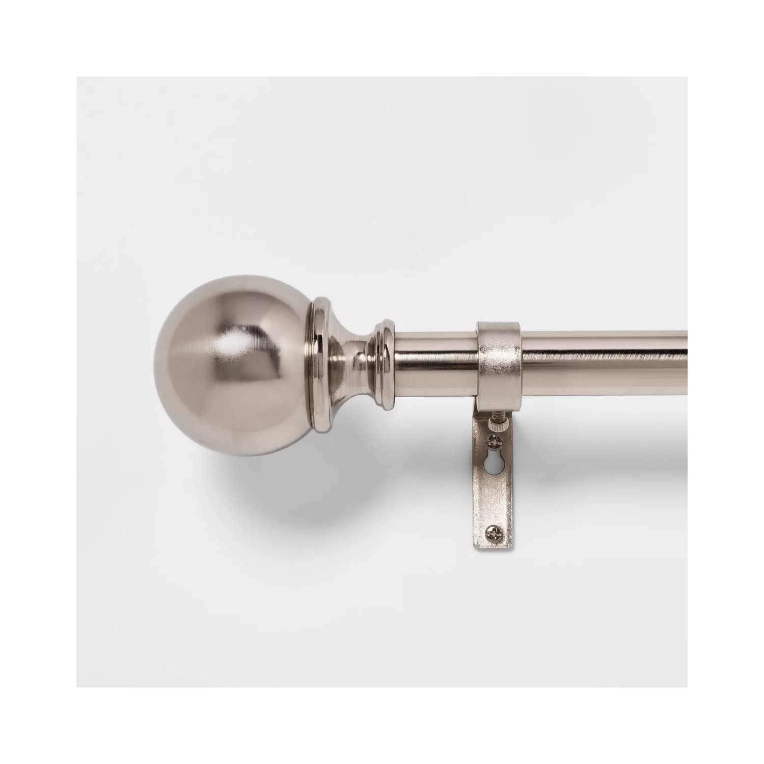 Extendable Curtain Rod with Ball Finial- 66" to 120" - Brushed Nickel