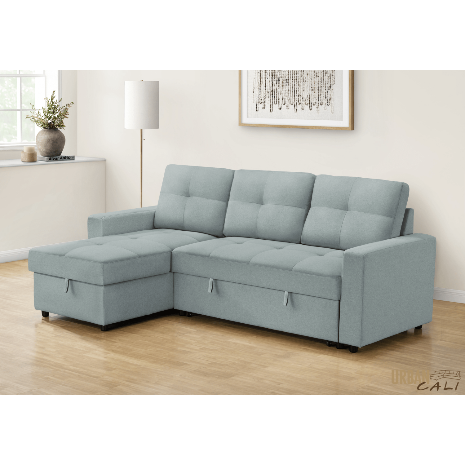 Urban Cali Venice Sleeper Sectional Sofa Bed with Reversible Storage Chaise