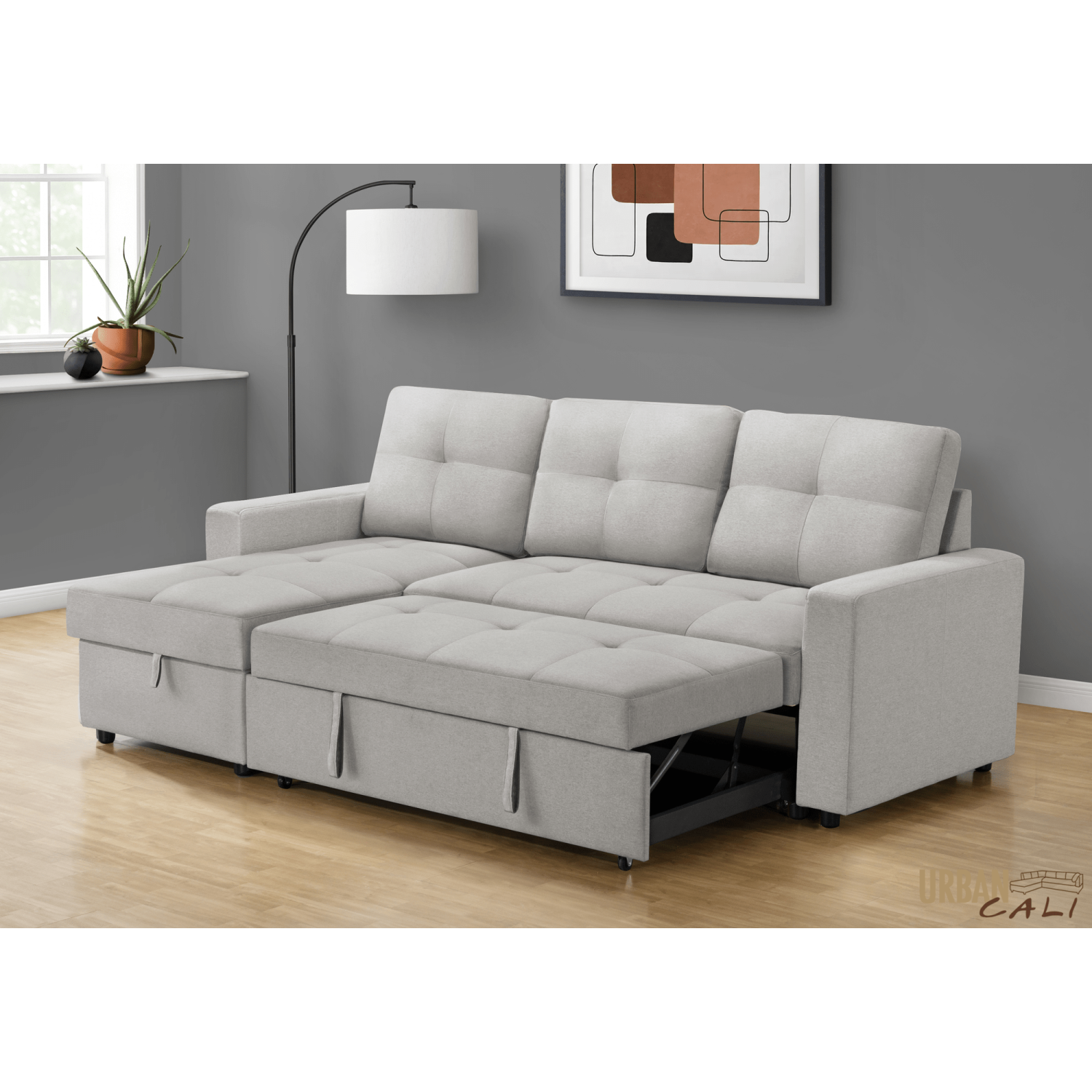 Urban Cali Venice Sleeper Sectional Sofa Bed with Reversible Storage Chaise