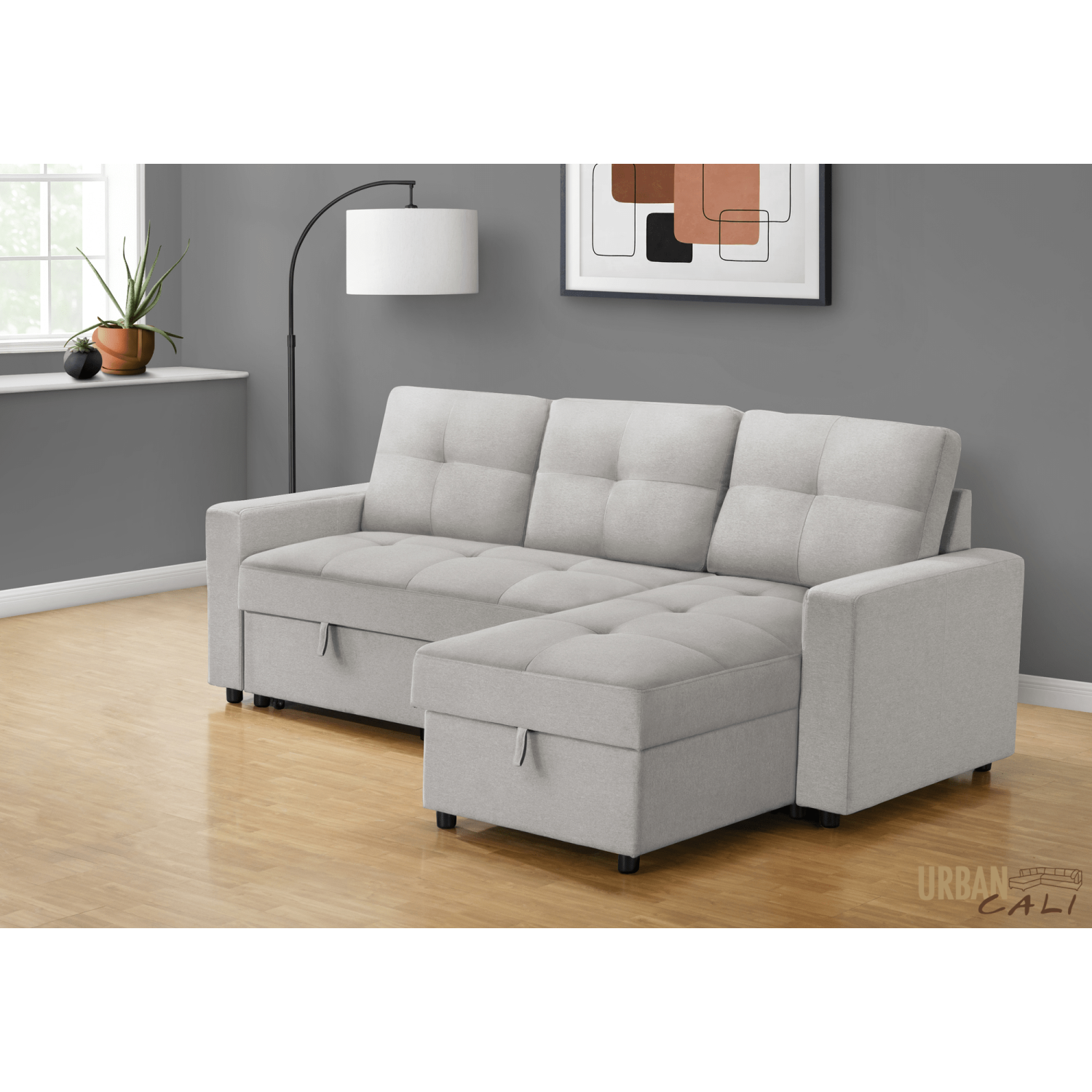 Urban Cali Venice Sleeper Sectional Sofa Bed with Reversible Storage Chaise