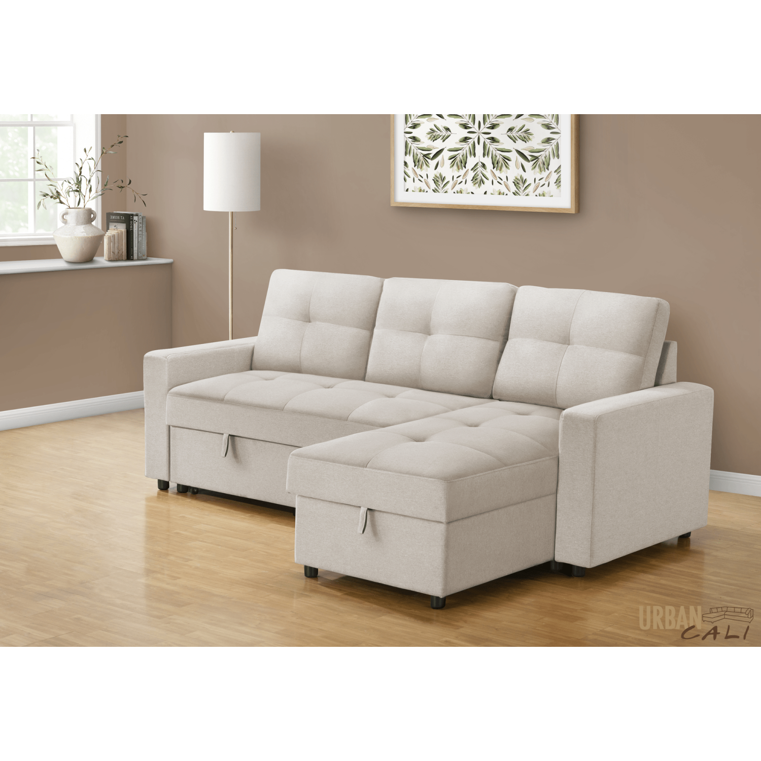 Urban Cali Venice Sleeper Sectional Sofa Bed with Reversible Storage Chaise