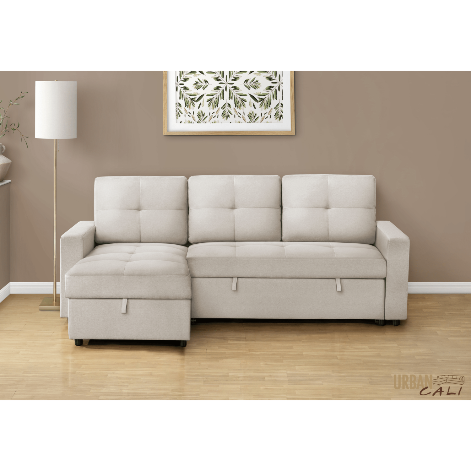 Urban Cali Venice Sleeper Sectional Sofa Bed with Reversible Storage Chaise