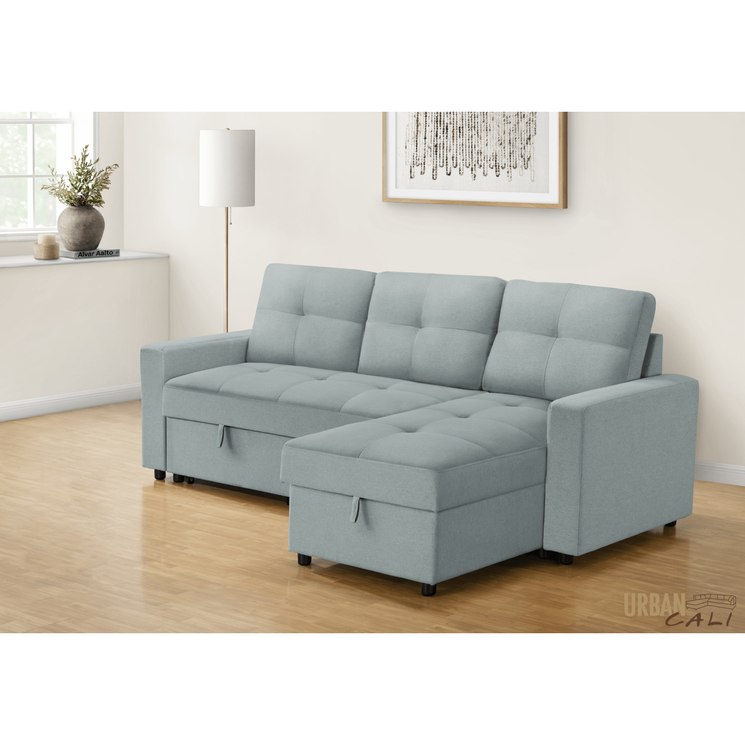 Urban Cali Venice Sleeper Sectional Sofa Bed with Reversible Storage Chaise