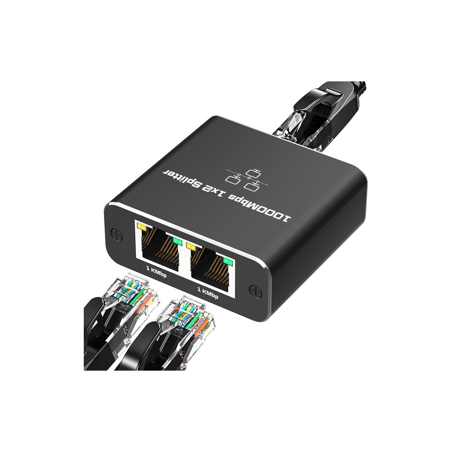 HYFAI Gigabit Ethernet Splitter Cable Network Adapter 1 Female to 2 Female, Suitable Super Cat5, Cat5e/6/7 Connector LAN Ethernet Cables Internet Adapter, [2 Devices Simultaneous]