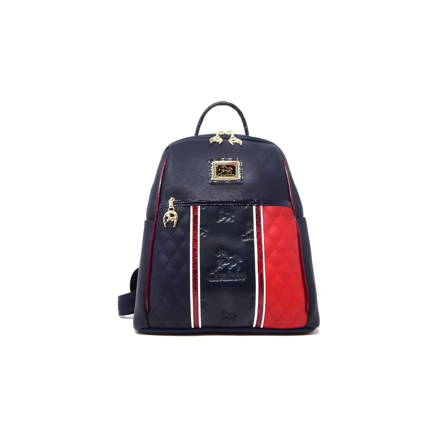 Cavalinho Prestige Backpack Navy / Red / White - Leather and Canvas