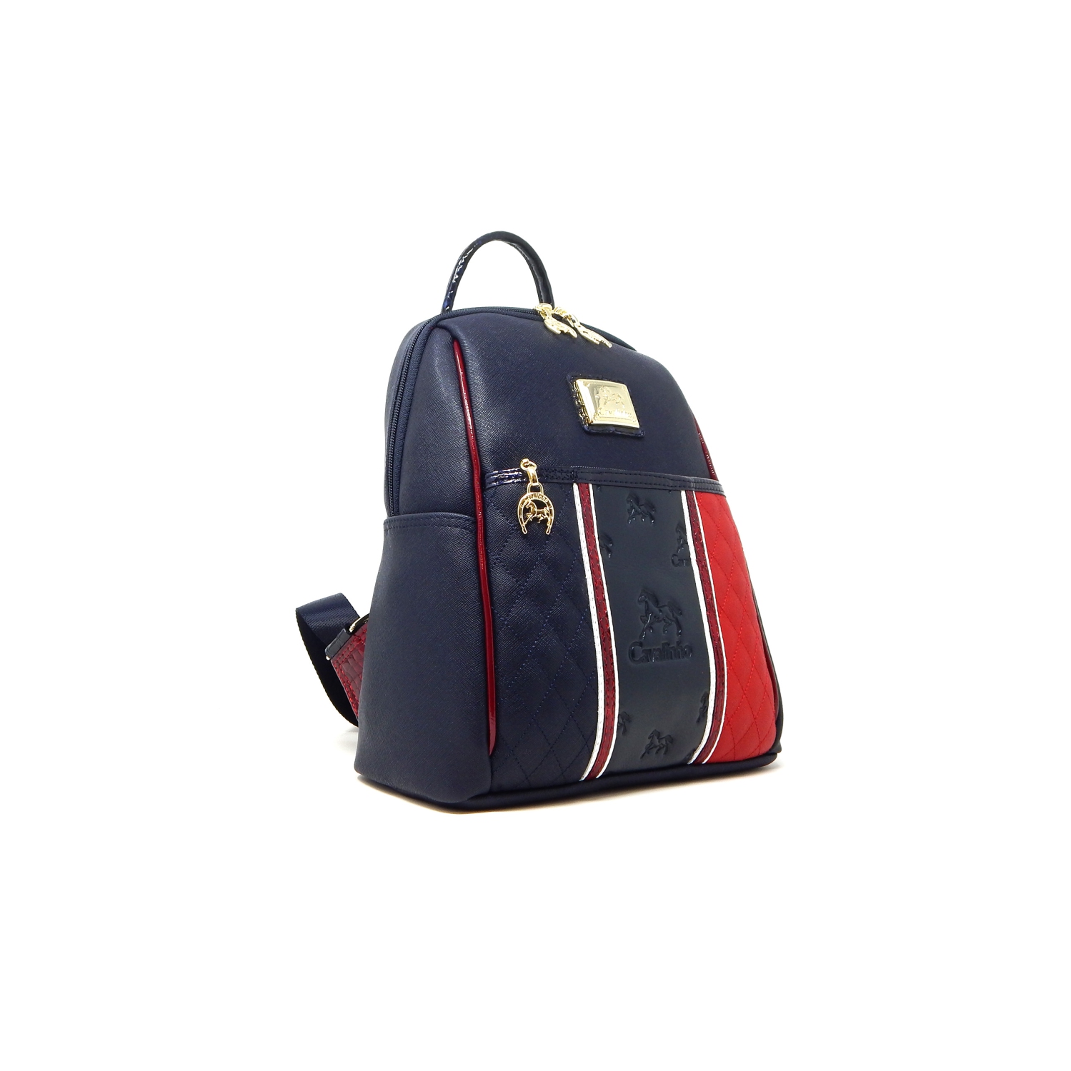 Cavalinho Prestige Backpack Navy / Red / White - Leather and Canvas