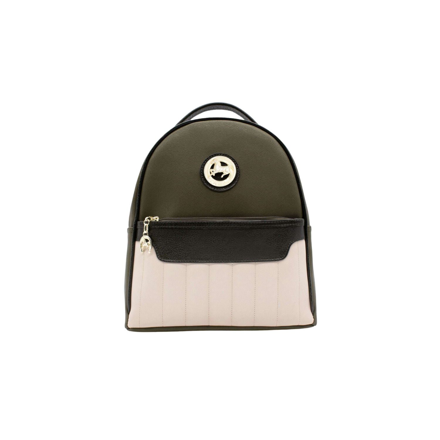 Sac à dos Grace de Cavalinho vert olive foncé / beige - cuir et toile