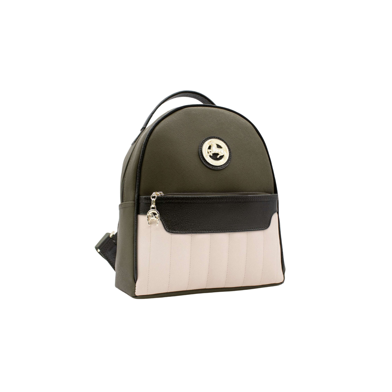 Sac à dos Grace de Cavalinho vert olive foncé / beige - cuir et toile