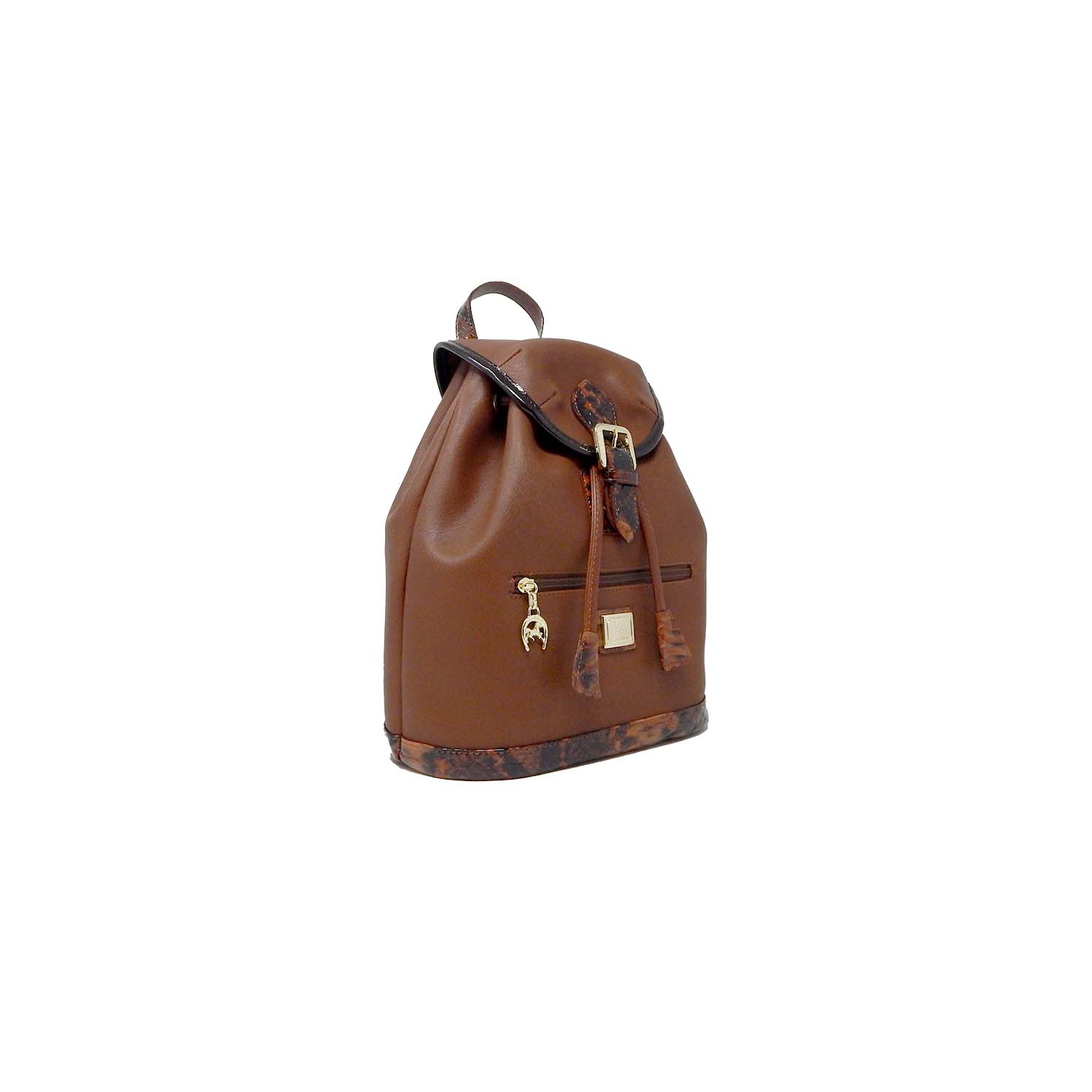Cavalinho Cherry Blossom Backpack Saddle Brown - Leather and Canvas