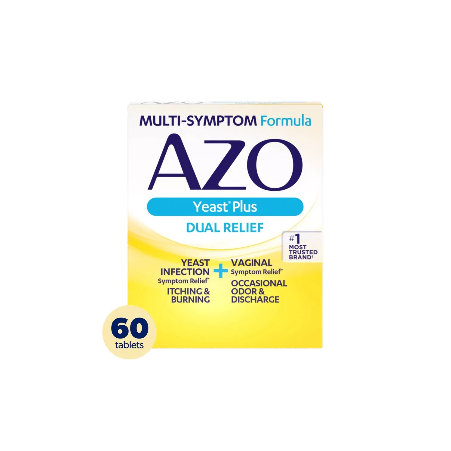 AZO levure plus Dual relief, infection de levure + soulagement des symptômes vaginaux - 60ct, paq./2