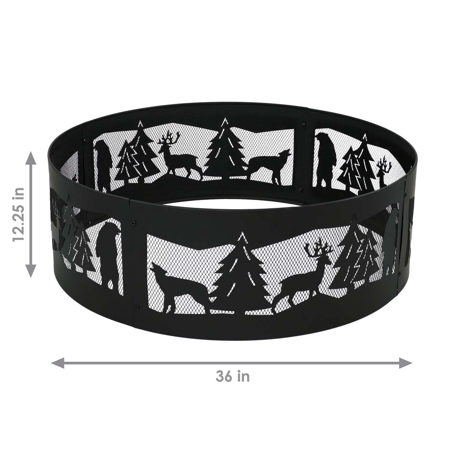Sunnydaze 36 in Forest Wilderness Steel Fire Pit Ring - Black