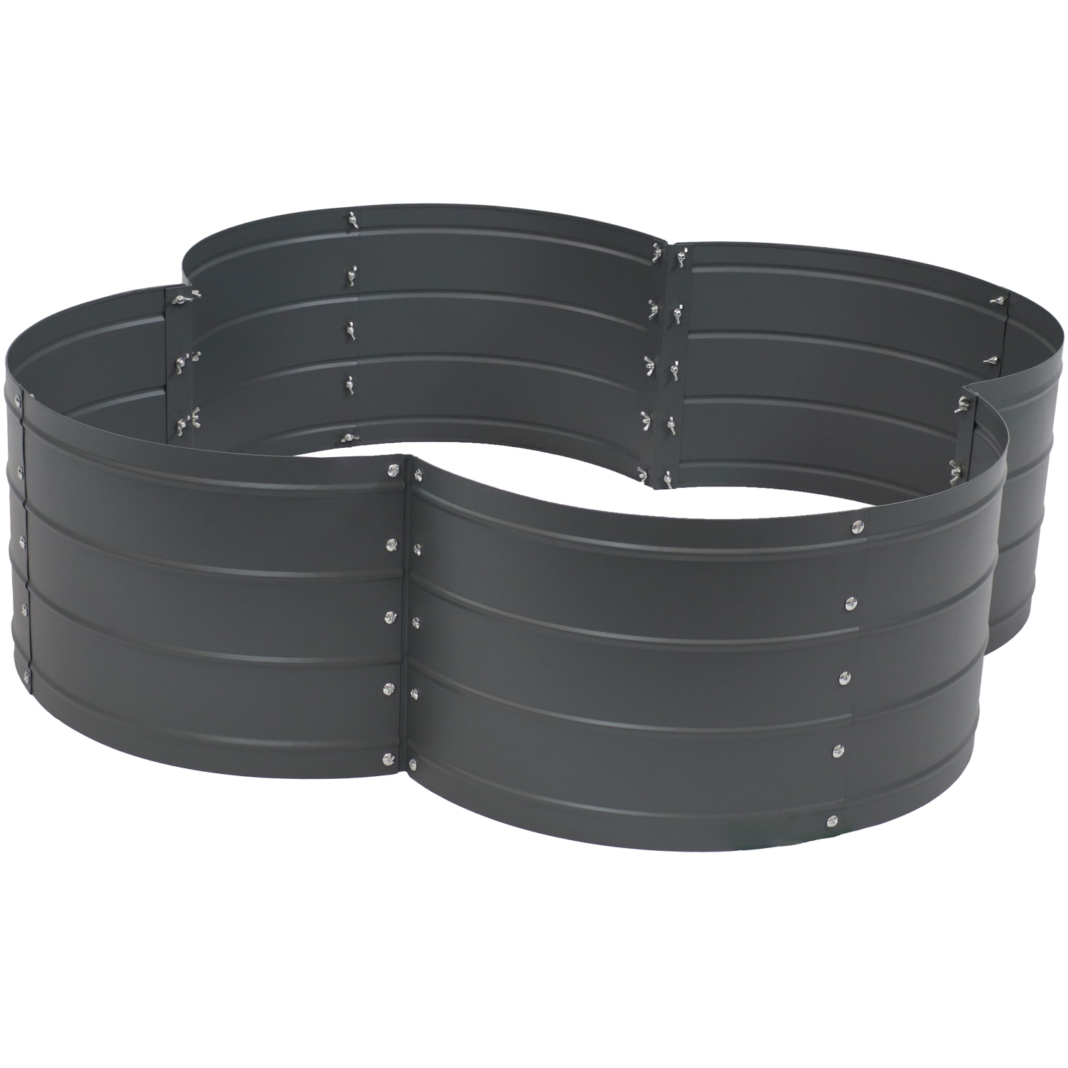 Jardinière surélevée en acier galvanisé à 4 feuilles en forme de trèfle de Sunnydaze - Gris