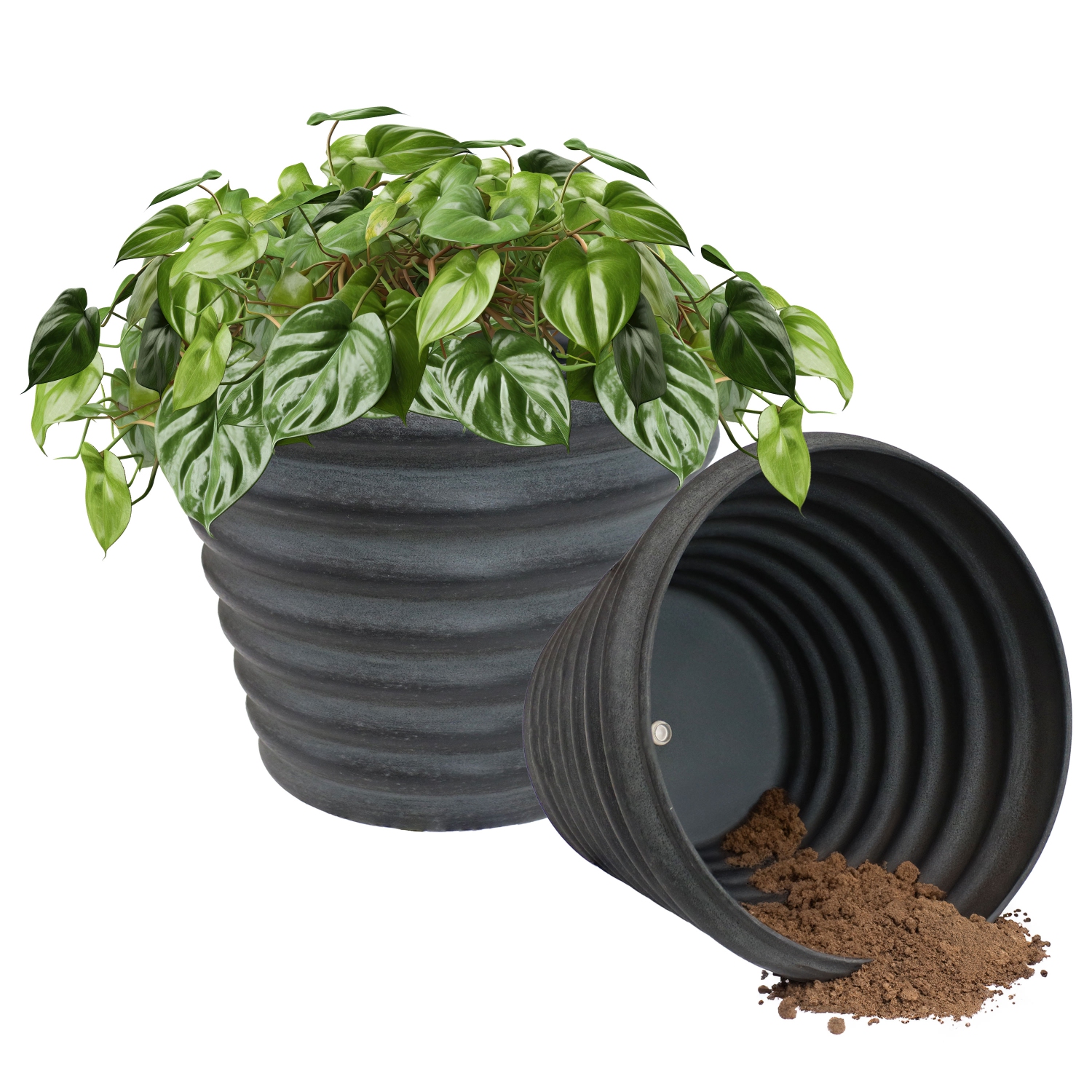 Sunnydaze Molly Metal Planter - 12.5 in - Matte Gray - Set of 2
