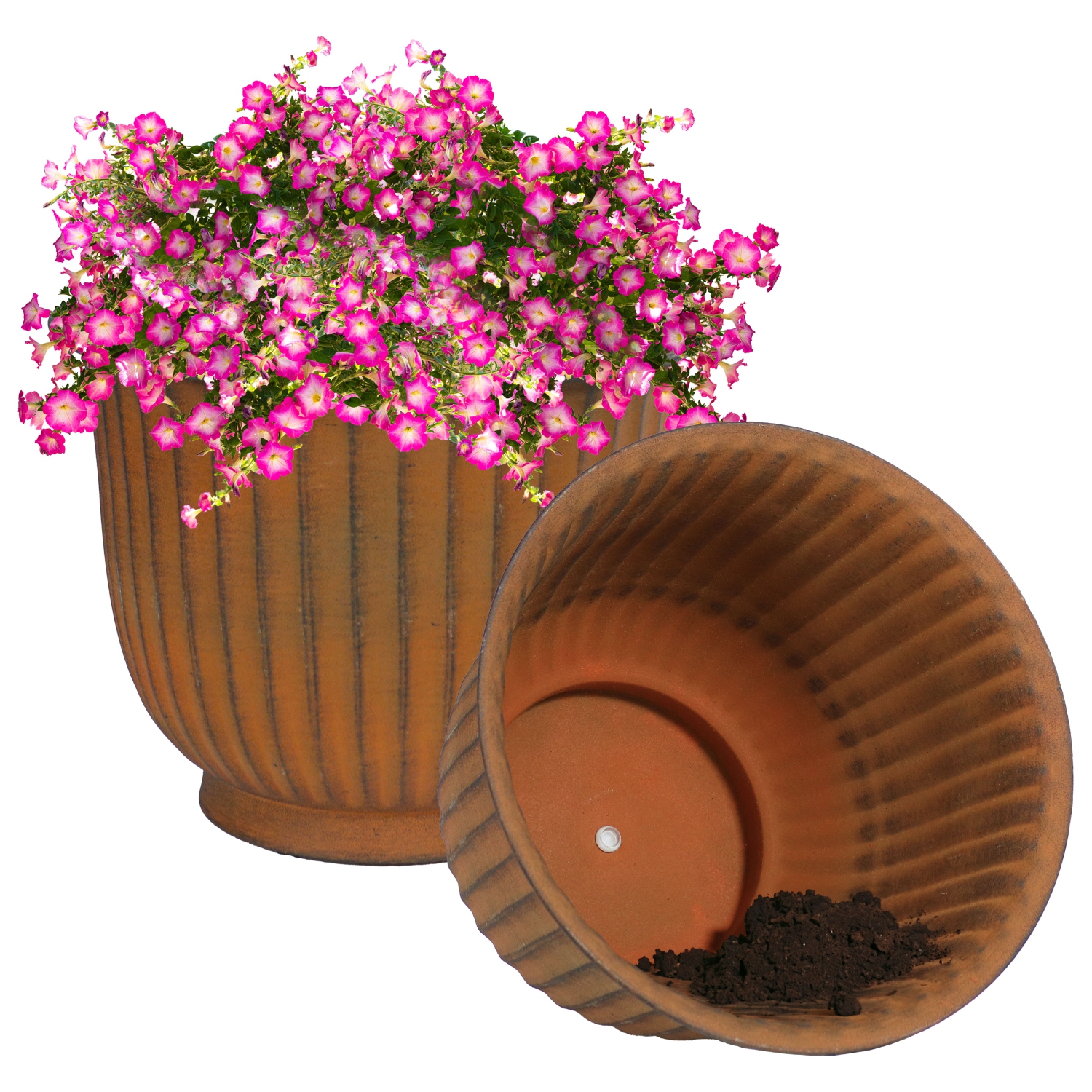 Sunnydaze Carlotta Metal Planter - 14.75 in - Matte Brown - Set of 2