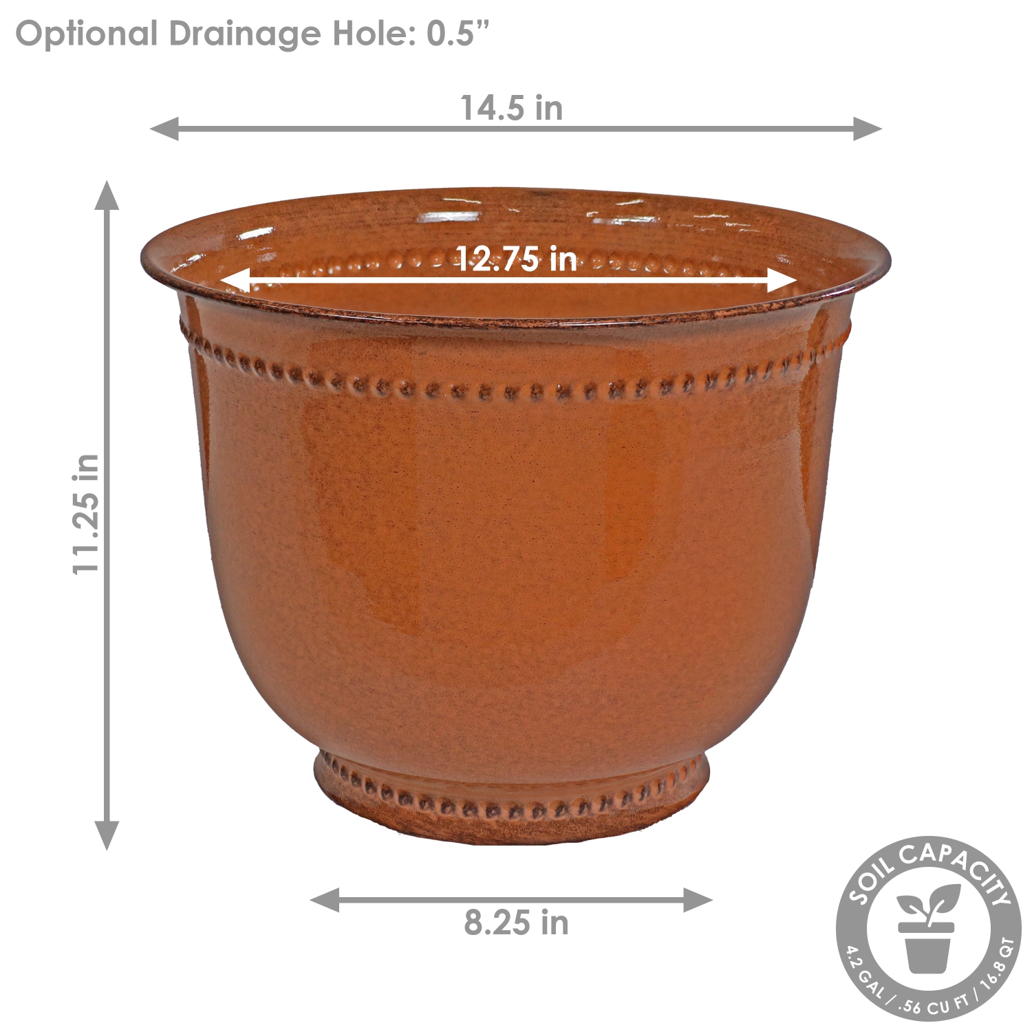 Sunnydaze Michael Metal Planter - 14.5 in - Chestnut Glaze - Set of 2