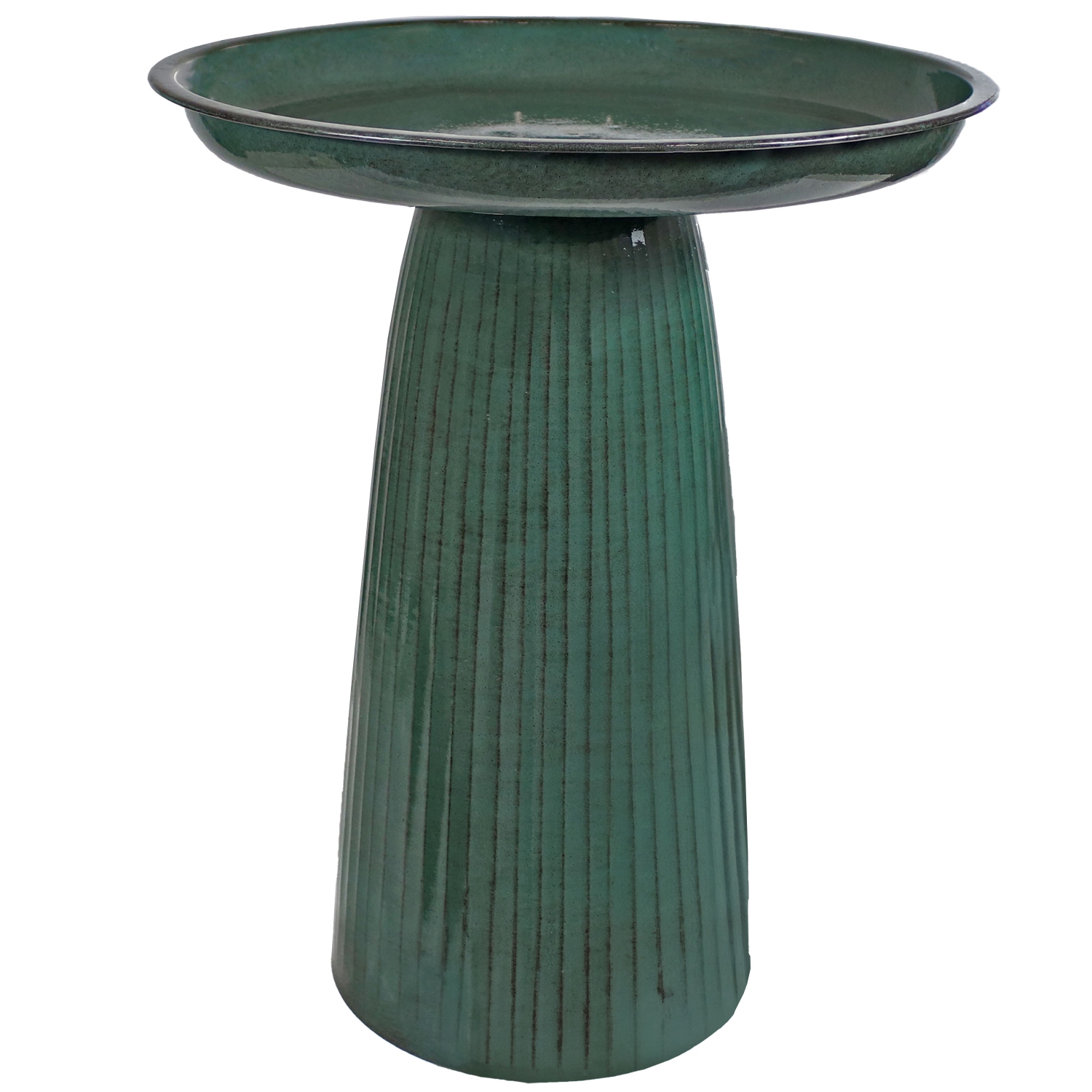 Sunnydaze Gleeful Garden Metal Outdoor Bird Bath - Green Glaze