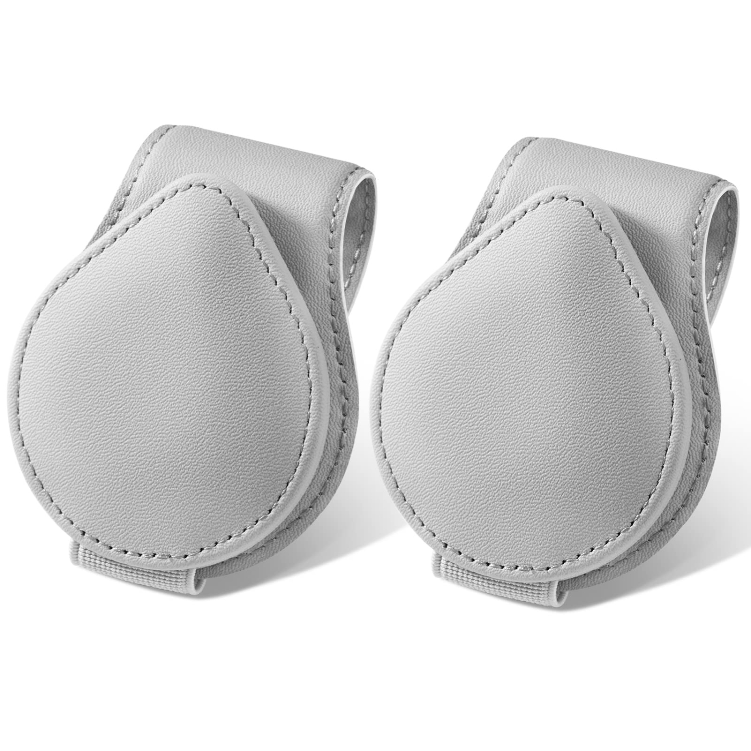 Car Sunglasses Holder, 2 Pack Glasses Hanger Clip for Car Sun Visor with Magnetic Leather Adsorption, Ticket Card Clip Eyeglass Mount, Auto Travel