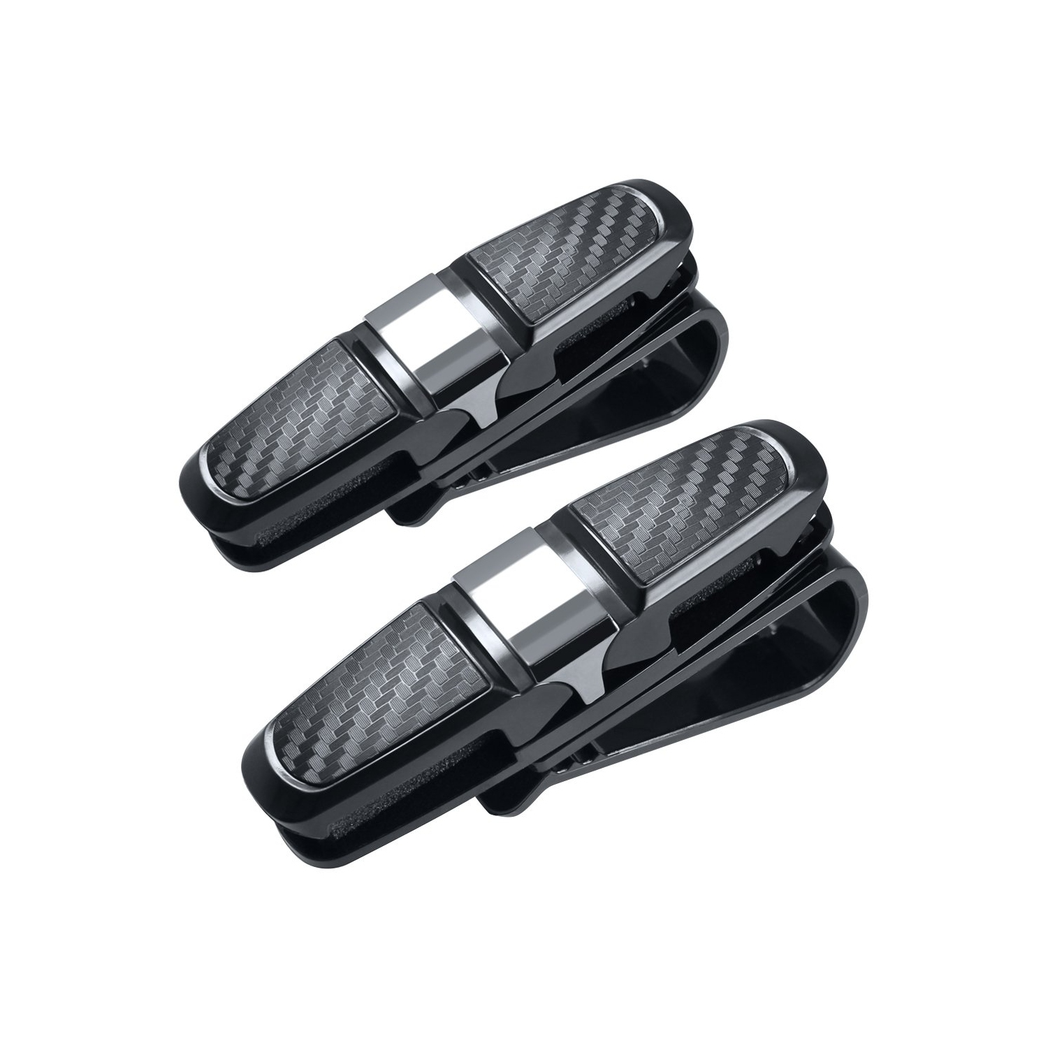 2 Pack Glasses Holders for Car Sun Visor, FineGood Sunglasses Eyeglasses Mount with Ticket Card Clip - Black