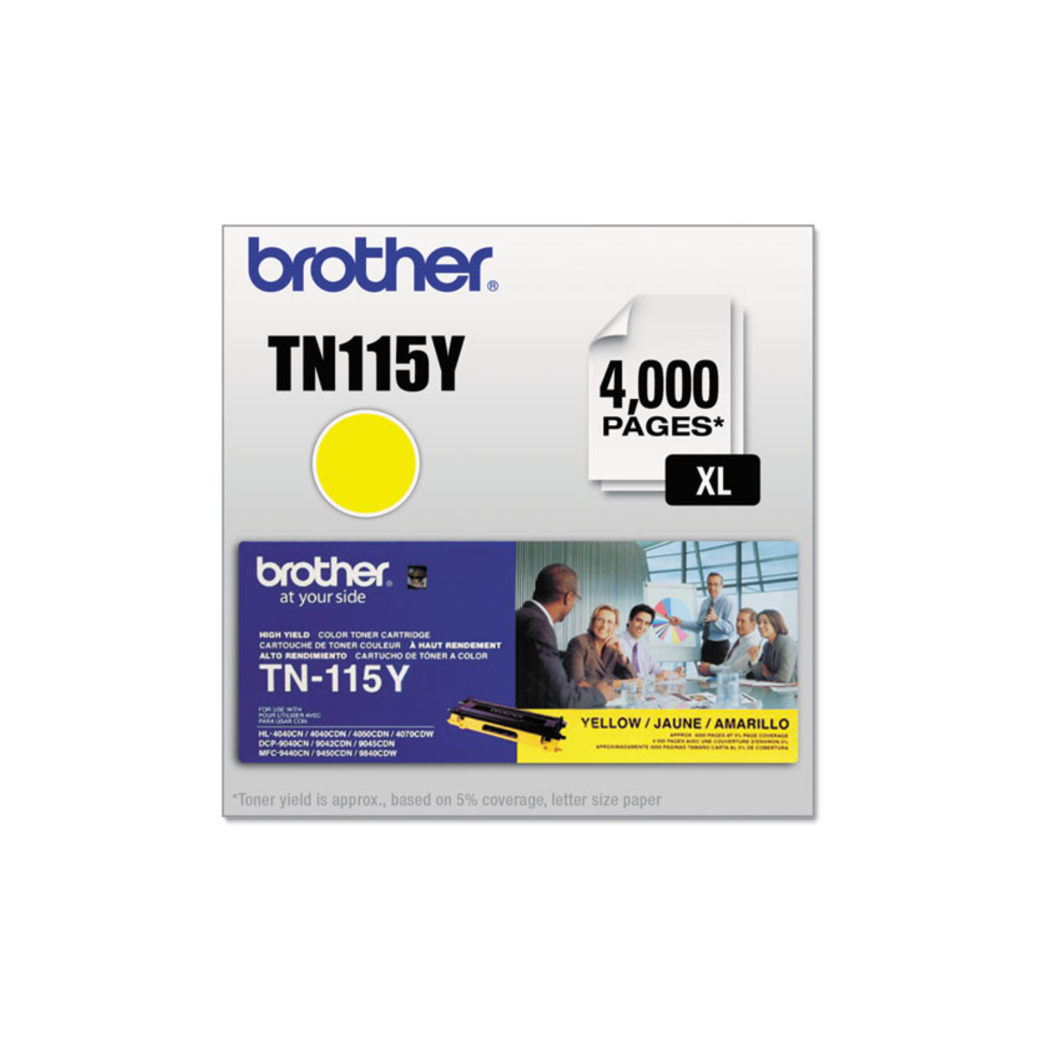 ** GARANTIE DE 365 JOURS **/ BROTHER TN-115Y, TN115Y. Cartouche de toner jaune originale à haut rendement, pour : Brother DCP-9040MFC-9840 à par