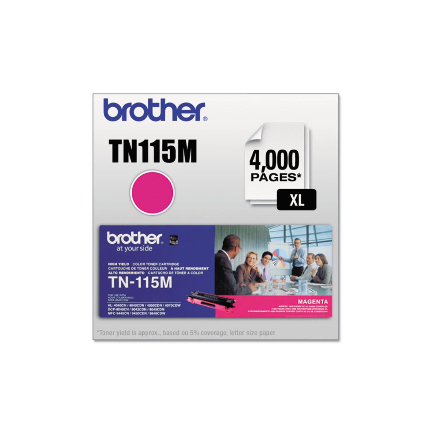 ** GARANTIE DE 365 JOURS **/ Brother TN-115 M, TN115 M. Cartouche de toner magenta originale à haut rendement, pour : Brother