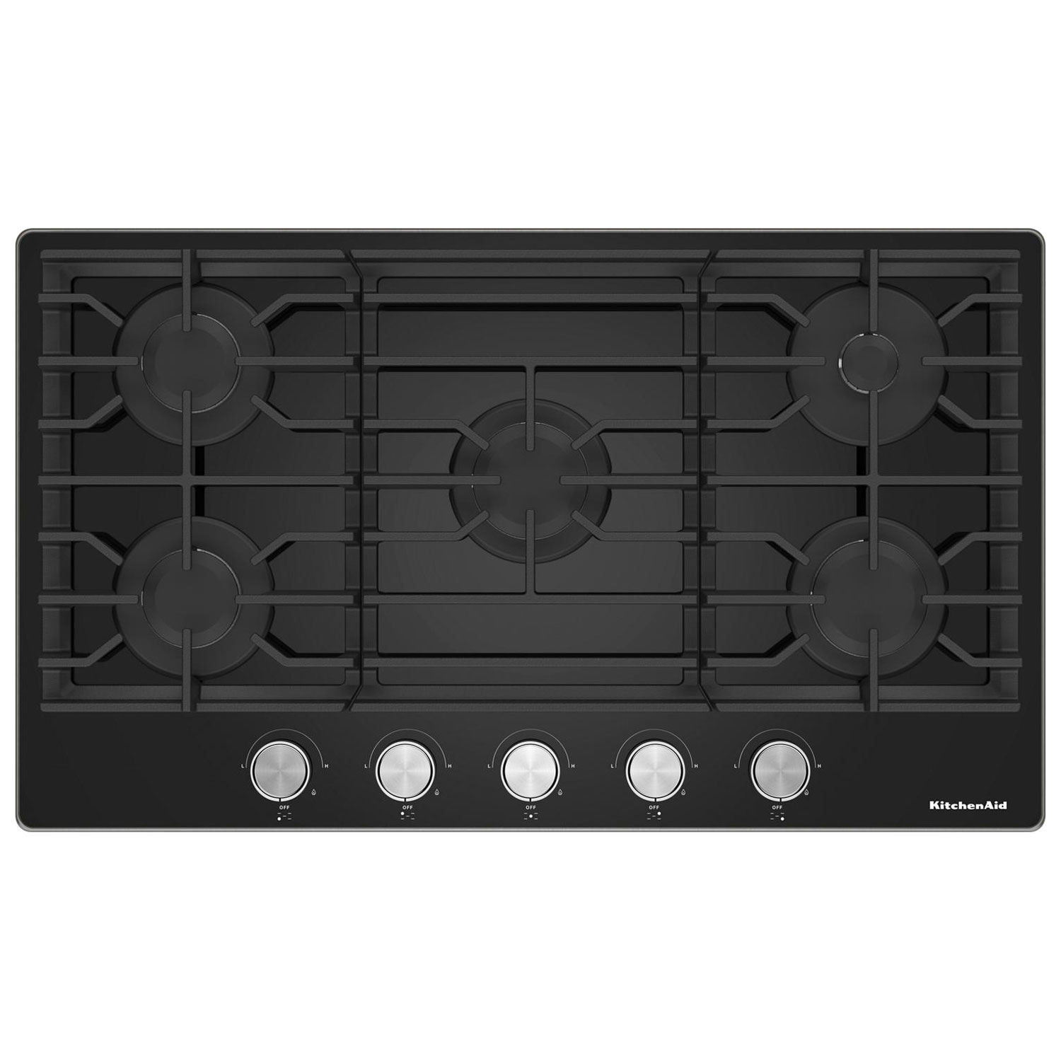 Surface de cuisson au gaz à 5 brûleurs de 37 po de KitchenAid - Noir